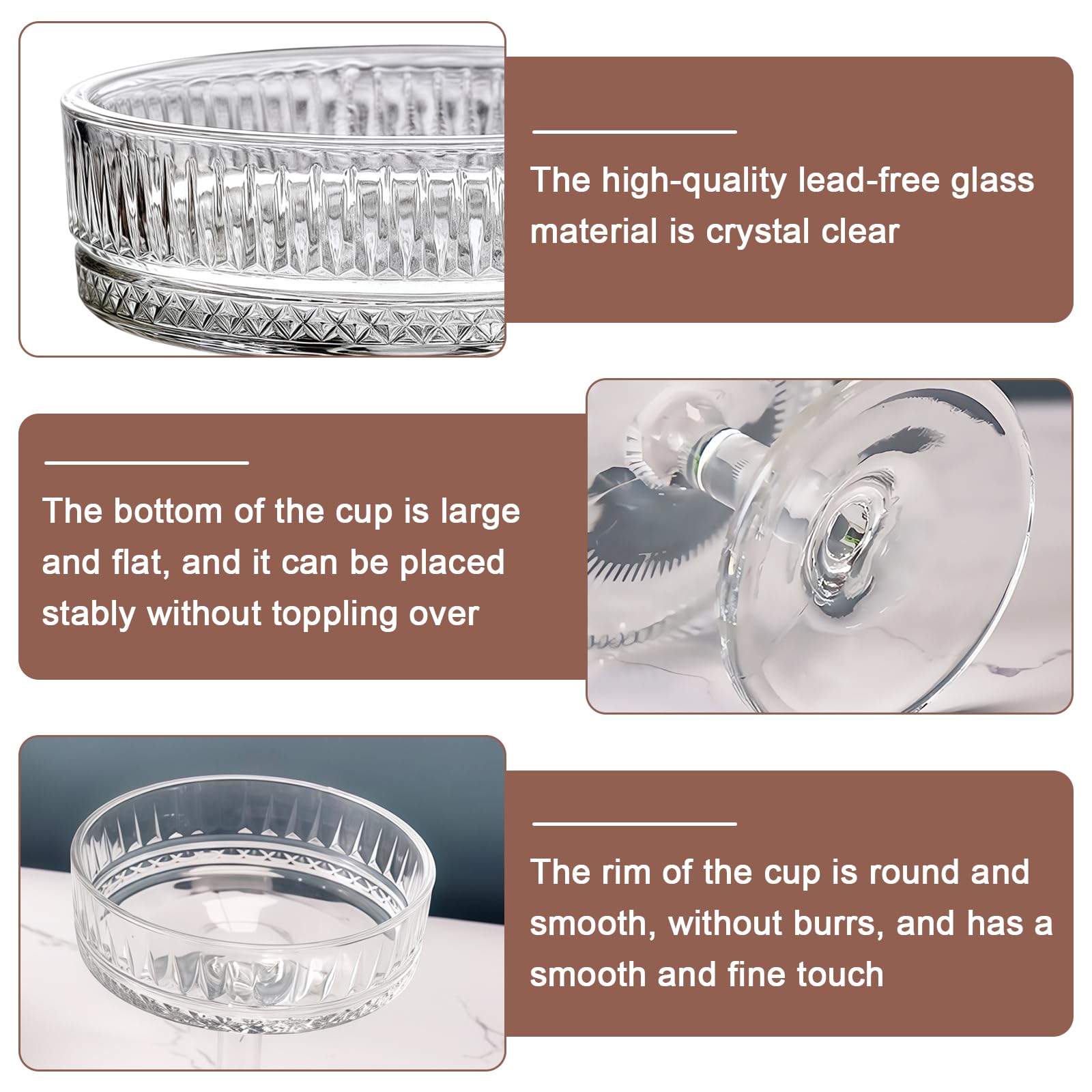 Juego de 4 copas de champán, 101 – 200 ml, copas de champán, copas de cóctel de cristal, para ocasiones festivas y noches de fiesta, copas de vino tinto y copas de vino blanco