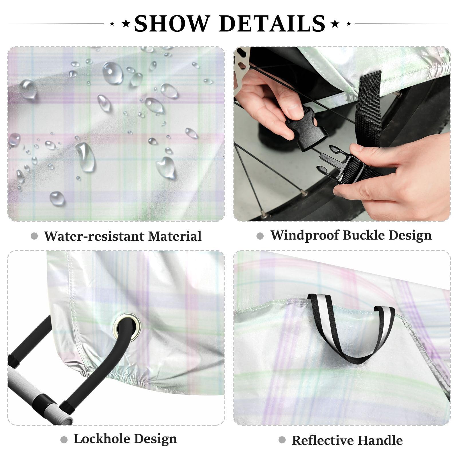 Housse de vélo électrique imperméable à motif écossais classique pour rangement de vélos