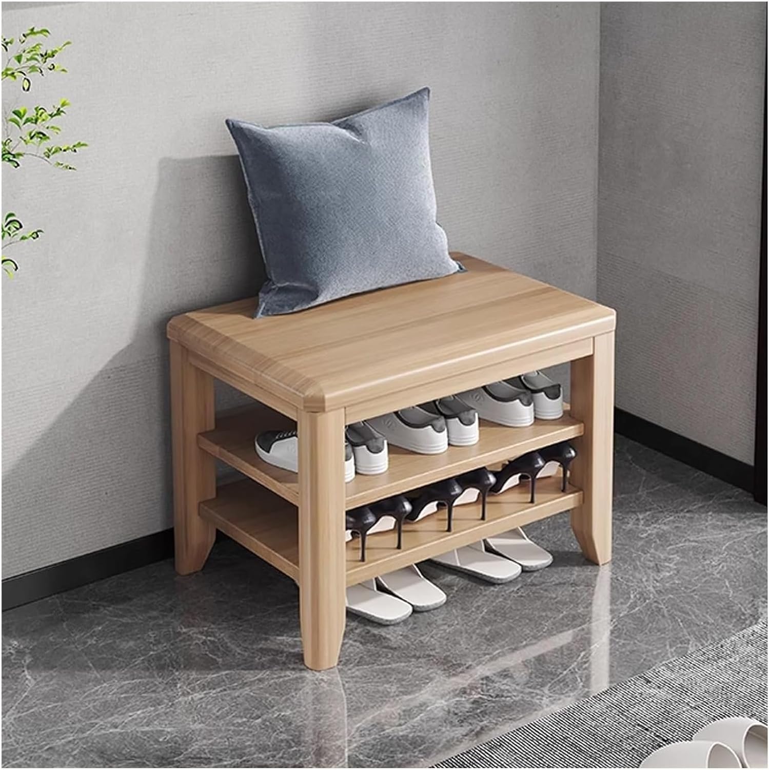 Organiseur à chaussures en bois massif au design d'étagère amovible haut de gamme