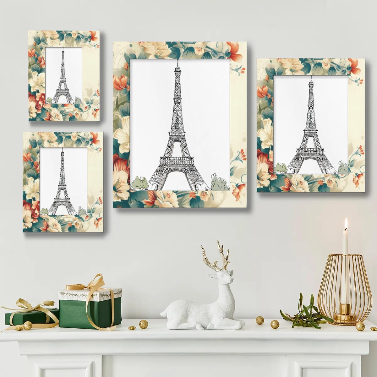Leuhiove 8x10 Vintage Flower Picture Frame | Ornate Golden Frame With Mat For 5x7 Or 8x10 Photos | Tabletop Or Wall Display - View #3