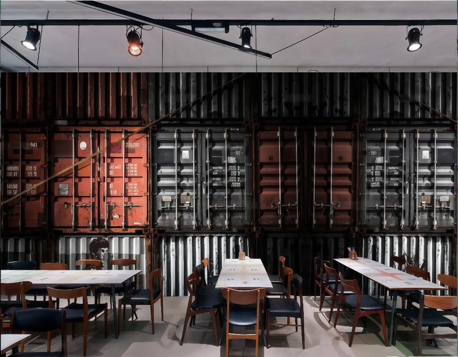 Xdoubao 3D Wallpaper Retro Nostalgic Metal Iron Container Splicing Personality Bar Coffee Shop Background Mural Western Restaurant Wallpaper,,300X210cm