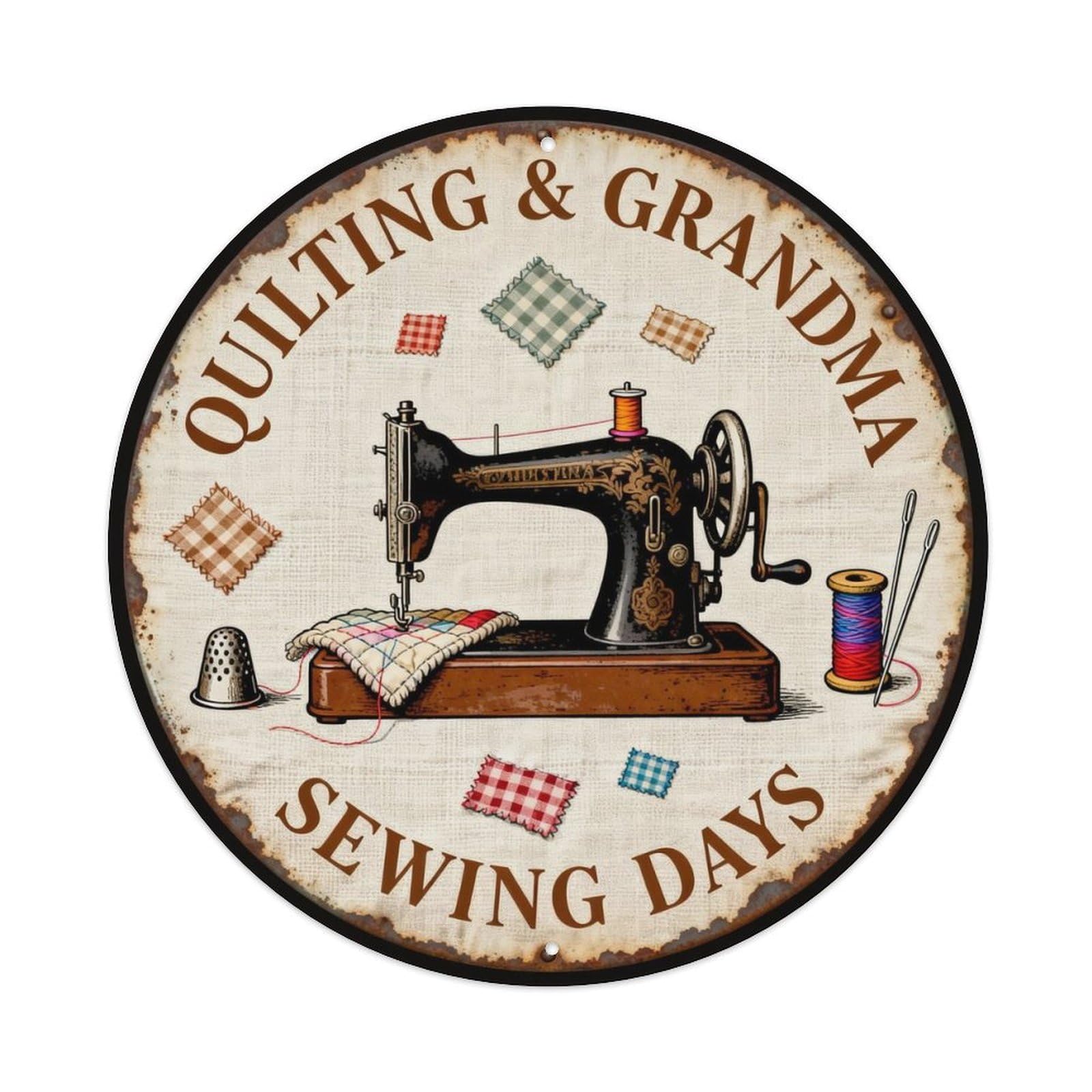 QUILTING & GRANDMA SEWING DAYS Metal Tin Sign Plaque
