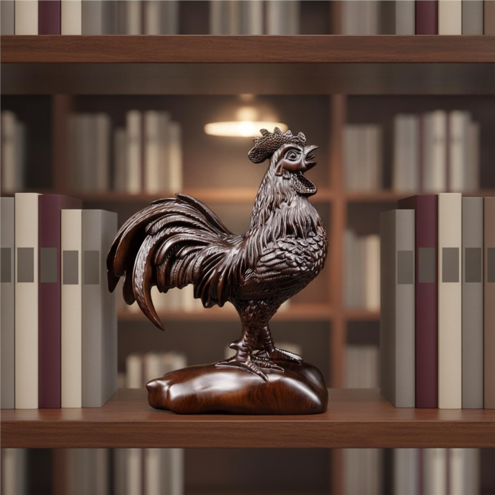 Baoblaze Coq en Palissandre Robuste | Finition e, Statute Coq, Artisanal, pr Salon, Entrée, Collectionneurs, Rouge, 28CM