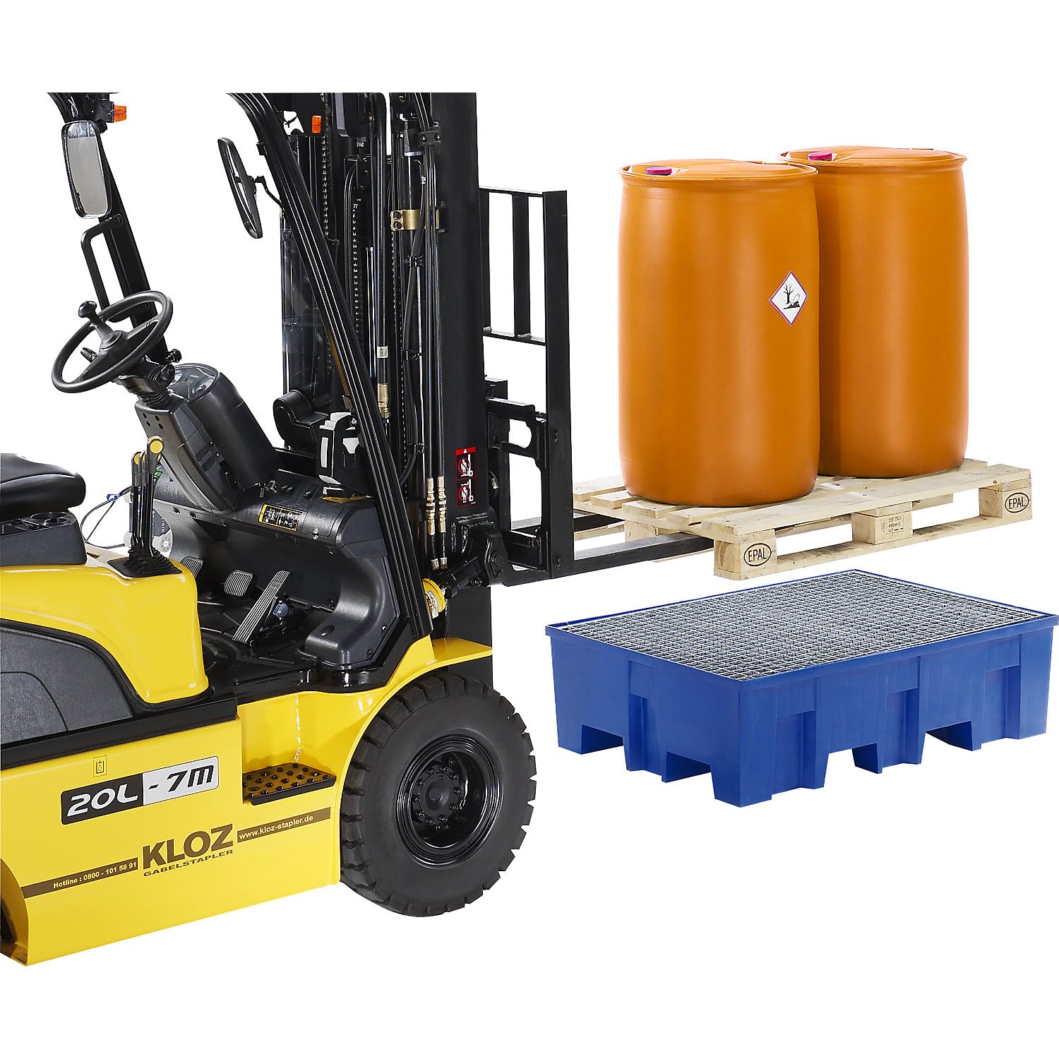 ASECOS Auffangwanne PE-HD Blau Gir vz unterfahr. V=220L, 865x1245x350