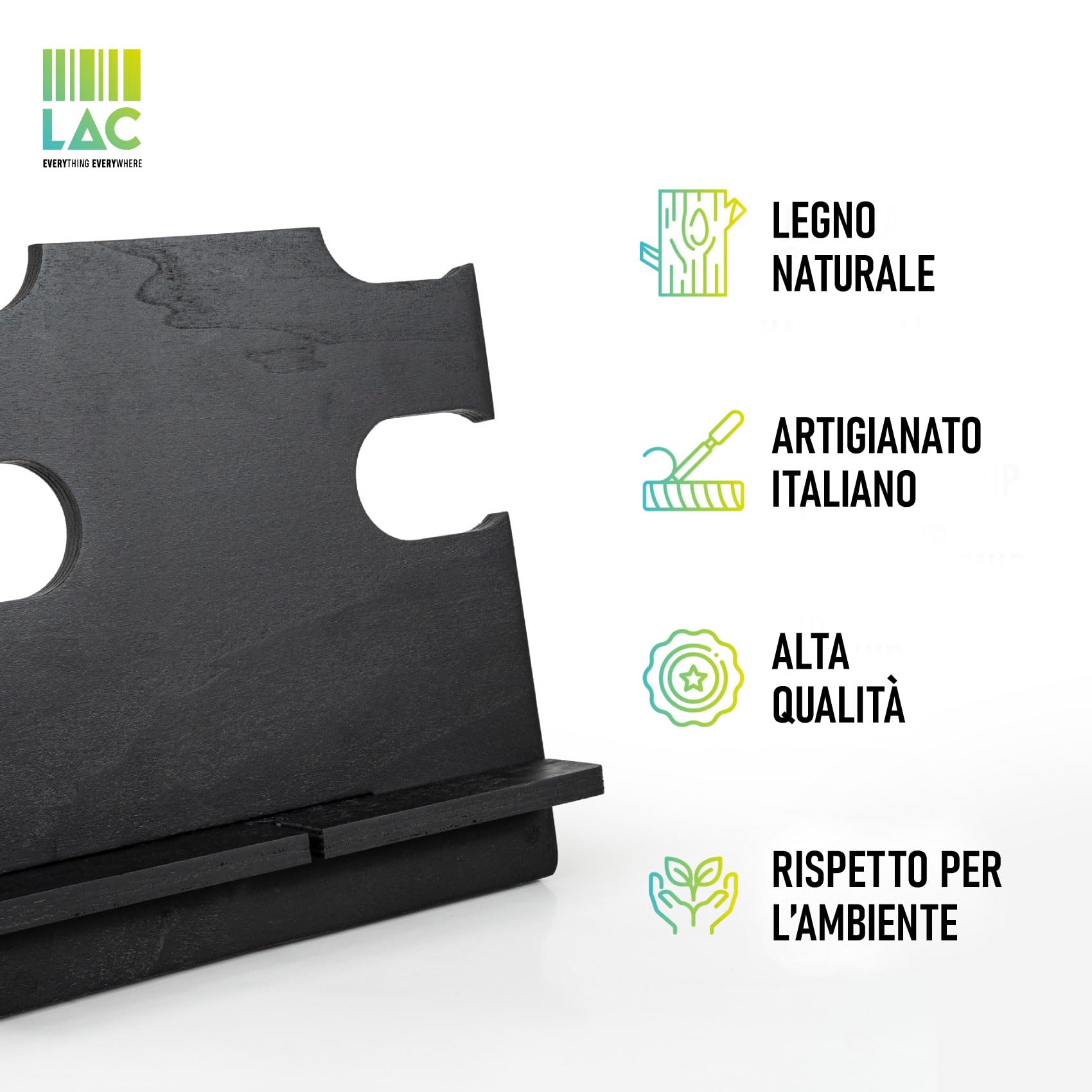 LAC Docking Station Personalizzata in Legno - Idee Regali Uomo Compleanno, Anniversario - Porta Oggetti Organizer Scrivania Regalo Idee Regalo Papà Personalizzato (Nero)