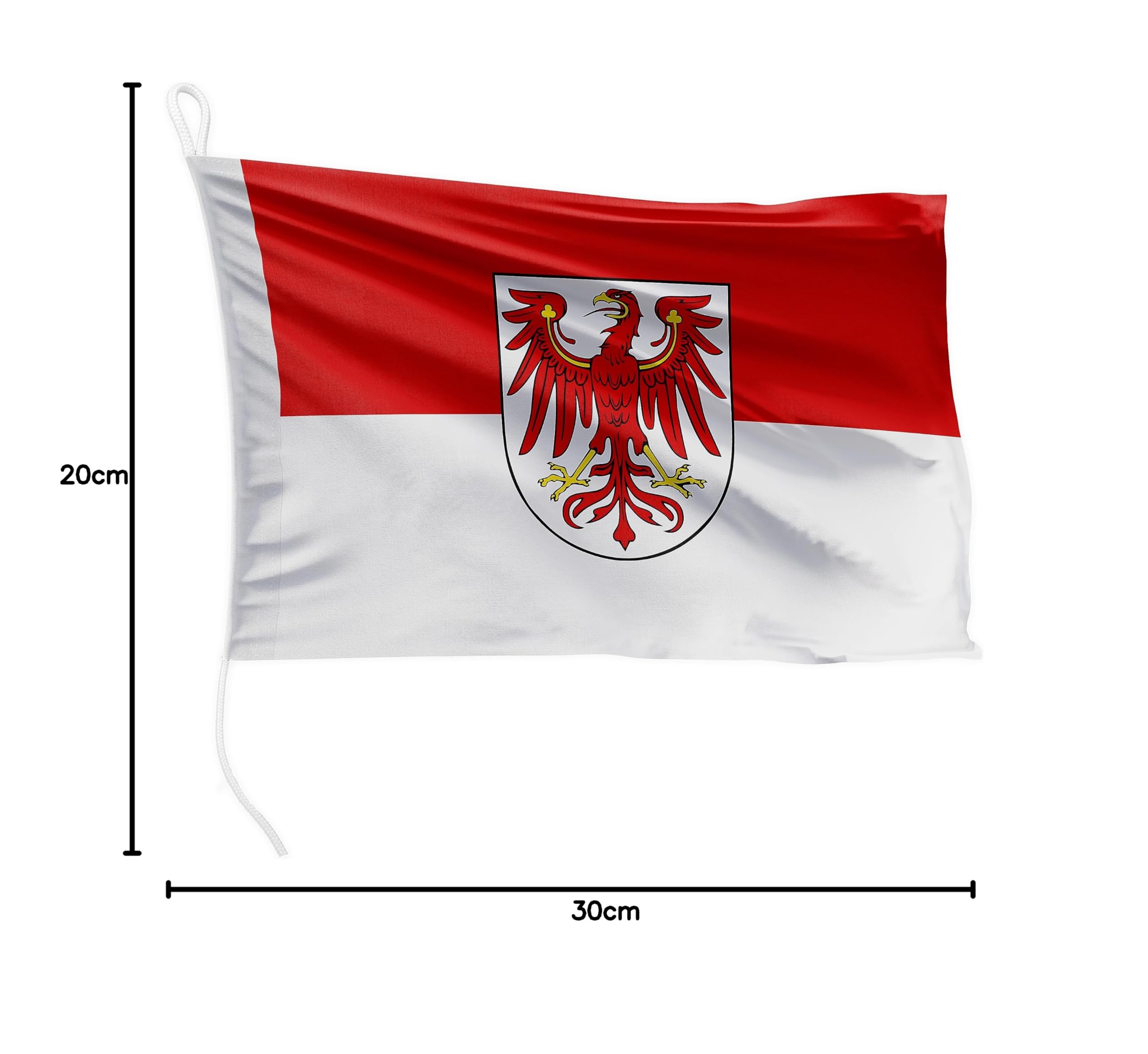 FLAGLY Bandierina per barche di alta qualità, 20 x 30 cm, peso 115 g/m², stampata, robusta e resistente alle intemperie, con maglia e passante, accessori per barche a motore (Renania