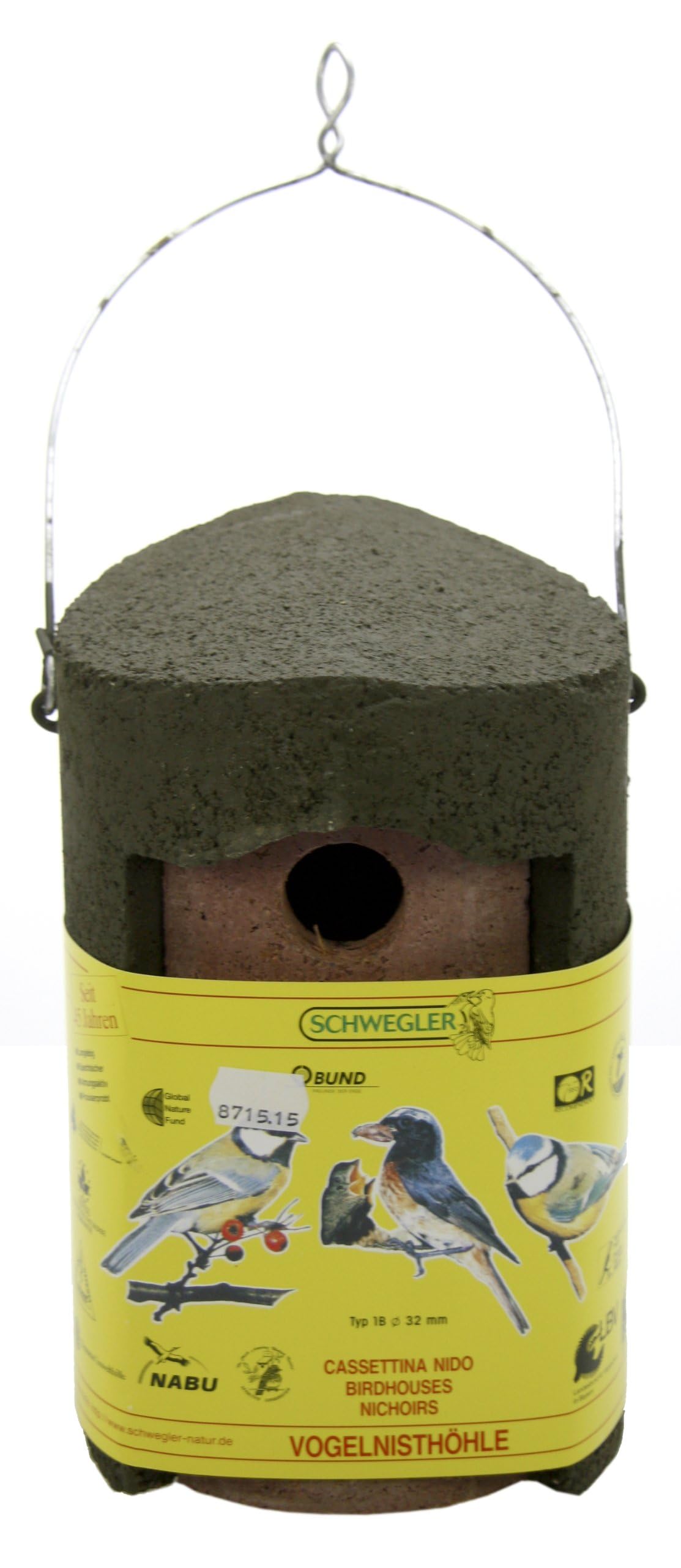 Schwegler Nisthöhle aus wetterfestem Holzbeton, Einflugloch 32 mm