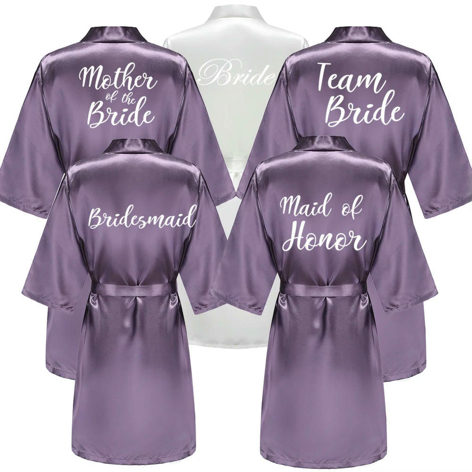 Accappatoio Donna Abito da Sposa Droghetta Sexy Camere Notte per Sonno d'Acqua Corto Maod of Honor Kimono-Come Foto Show_g-XXXL
