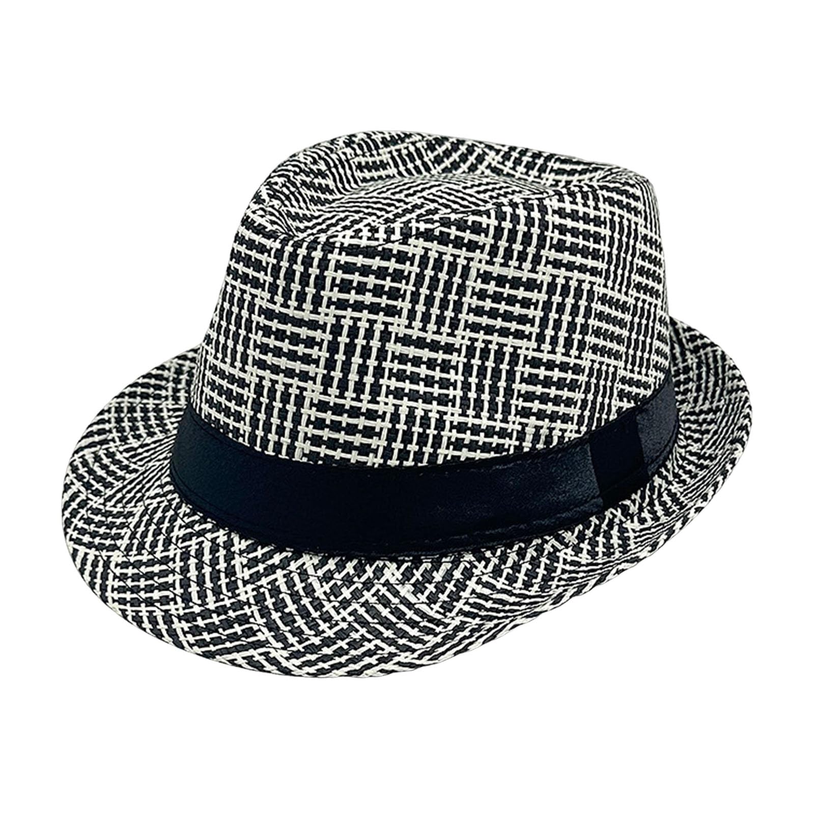 matumou Retro British Style Jazz Hat, Woven Short-Brimmed Hat, Hat for Spring Summer Outdoor Activities