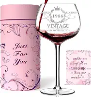 Gumry Presentes de aniversário de 40 anos para ela, taça de vinho vintage 1986 40, decorações de aniversário de 40 anos para mulheres, ideias engraçadas de presentes de aniversário de 40 anos para