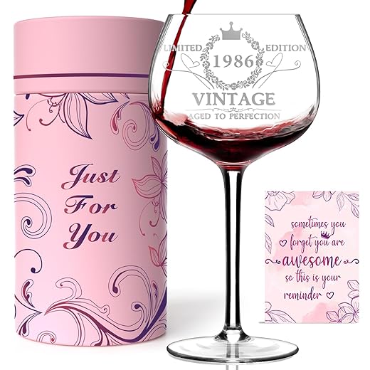 40th Birthday Gifts for Her, Vintage 1983 40th Wine Glass, 40 Year Old Birthday Decorations For Women, Funny 40 Bday Gifts Idea For Women, Friends, Daughter, Sister Mom - Turning 40 Present