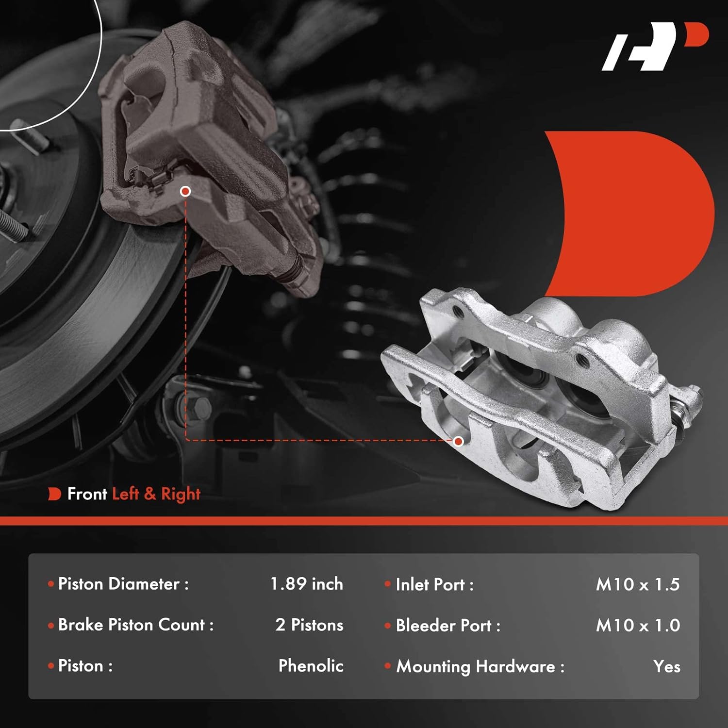 A-Premium Disc Brake Caliper Assembly with Bracket Compatible with Select Chevy and GMC Models - Colorado/Canyon 2009 2010 2011 2012 - Front Driver and Passenger Side, 2-PC Set
