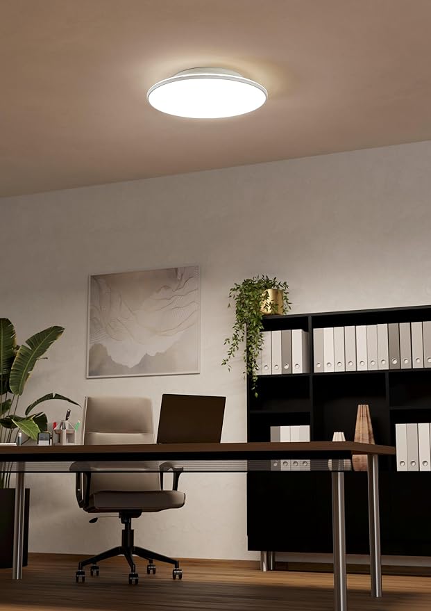 Eglo EGLO LED-plafondlamp Crespillo, 1-lichts opbouwlamp, ledlamp van wit kunststof, lamp plafond voor keuken en kantoor, neutraal wit, Ø 50 cm photo 2