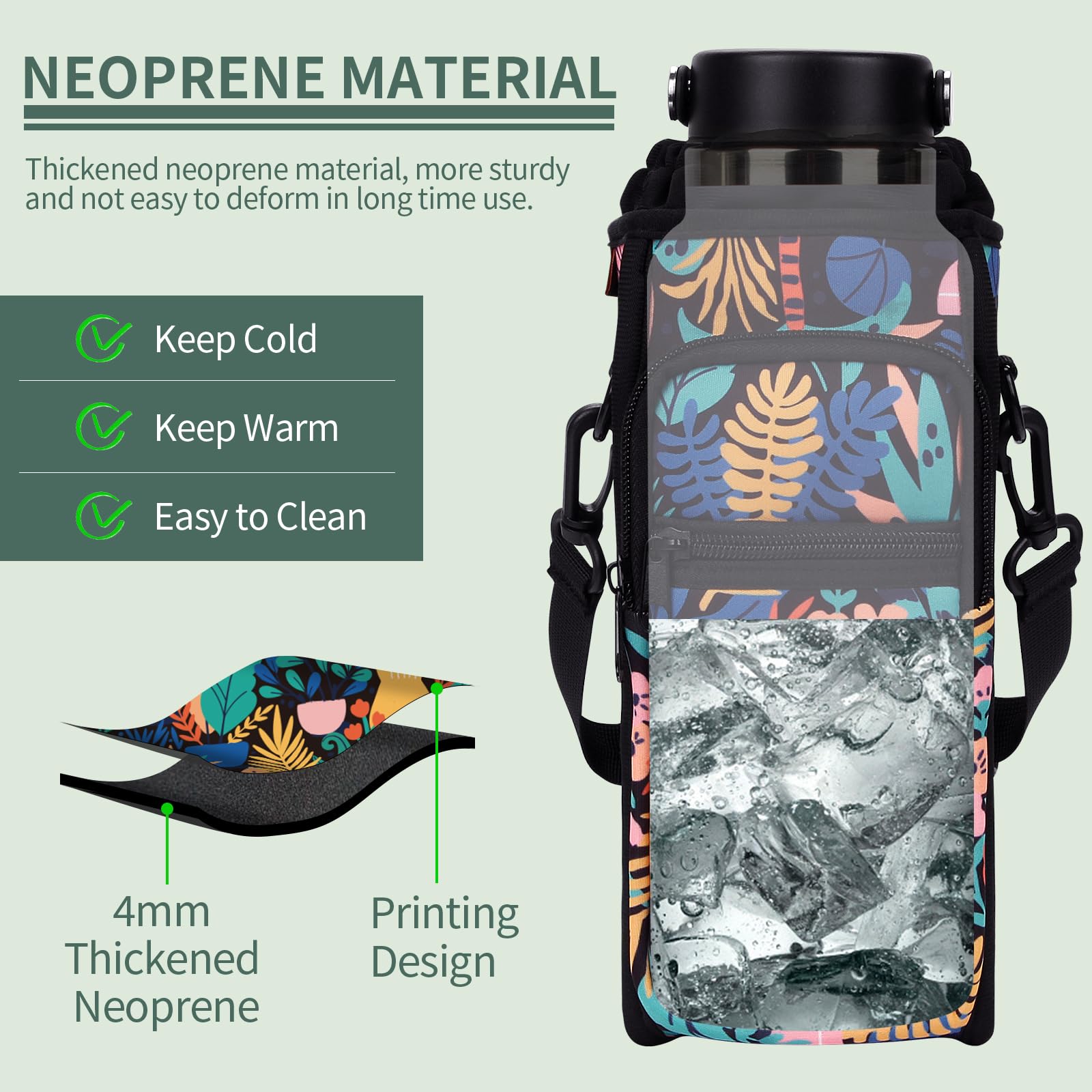 Sac à Bouteille D'eau Avec Sangle, Porte-bouteille D'eau En Maille, Sac Bandoulière Réglable Et Poche – Porte-bouteille D'eau Léger Pour La Marche, Le Sport, La Randonnée, Le Camping, Beige