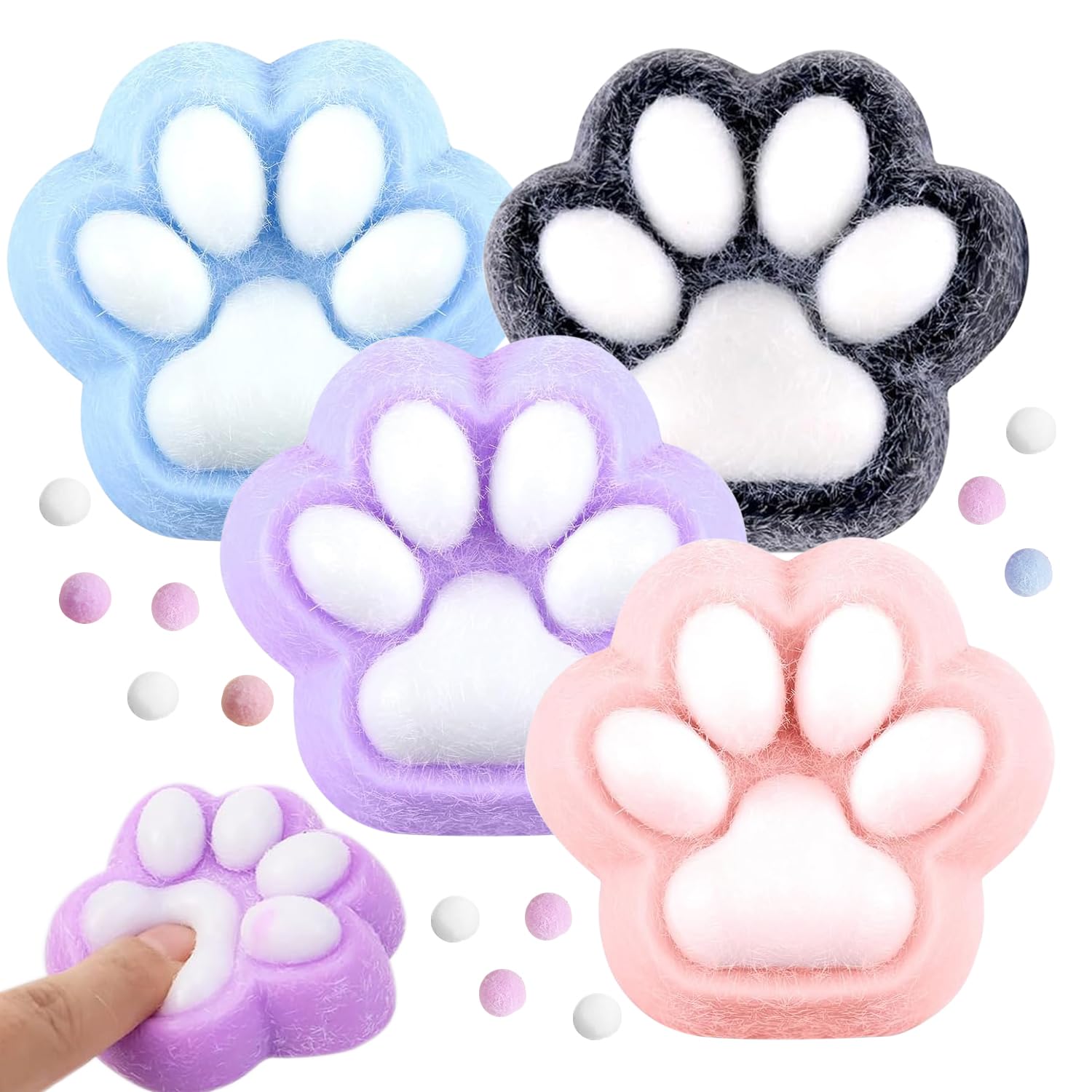 Giocattoli Antistress Zampe Di Gatto - Set 4 Zampe + 2 Biscotti, Morbido TPR - Foto 6