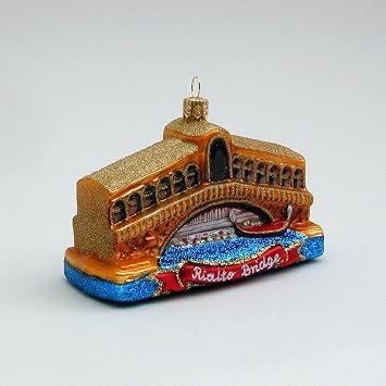 Rialto Bridge Blown Glass Christmas Ornament