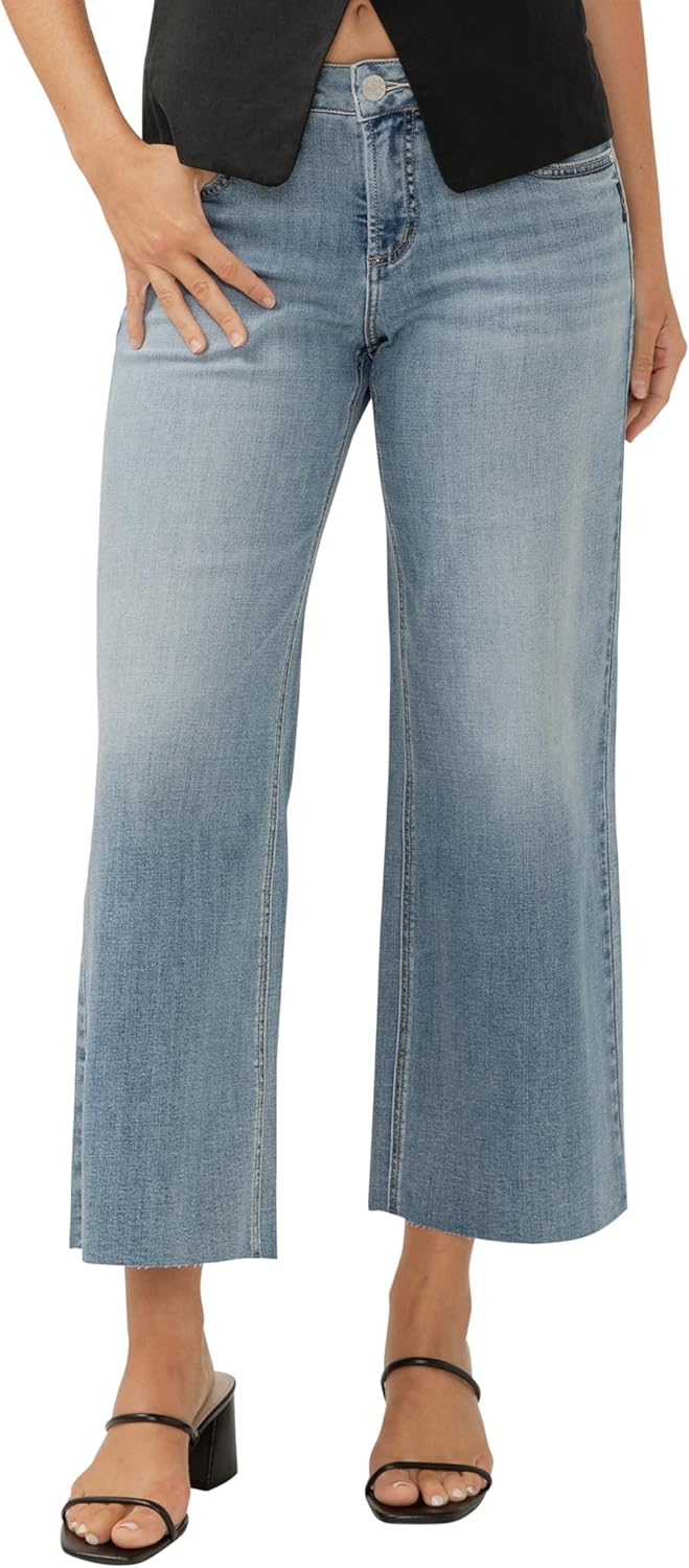 Silver Jeans Co. Women's Suki Mid Rise Curvy Fit Flare Leg Jeans