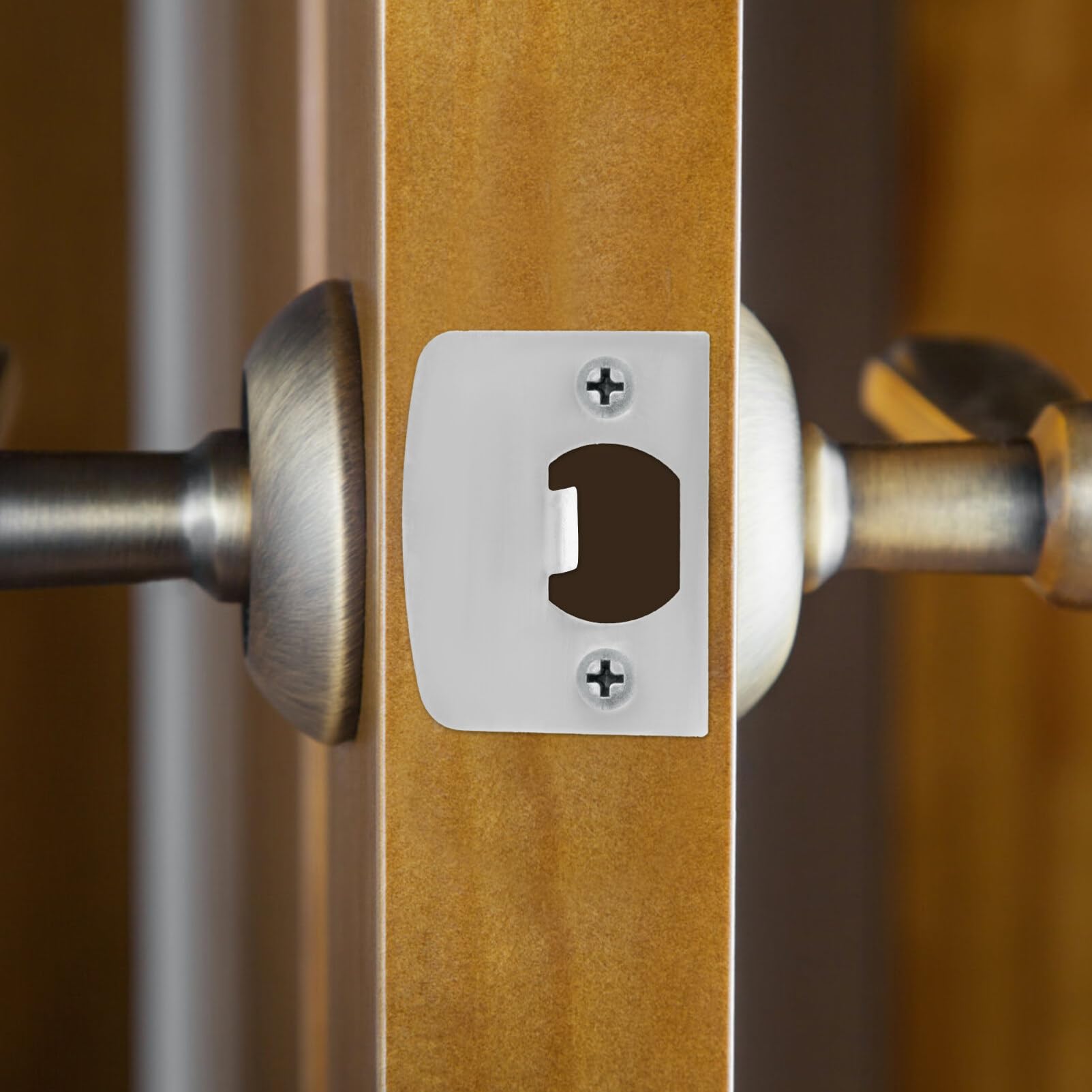 TOVINANNA Strike Plate,Stainless Steel Latch Door Frame Matching Screws Polished Door Latch Strike Plate Replacement Door Security Strike Plates for Wood Jamb Door Internal Door 2.75X1.57in - Image 4