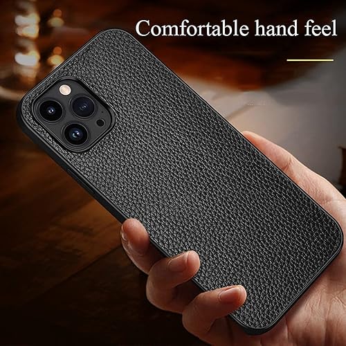 Miniatura 3 de Funda de cuero para iPhone 1414 Plus14 Pro14 Pro Max, piel auténtica de lujo, ajuste delgado, ligera, antideslizante, a prueba de golpes, funda