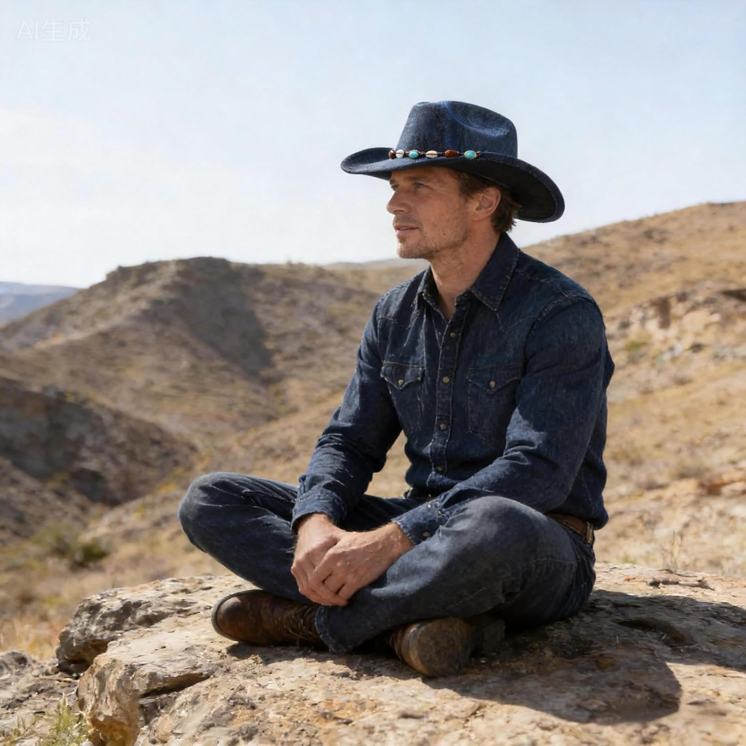 Denim Cowboy Hat Y2k Western Cowboy Hat for Women Men Washed Wide-Brimmed Cowgril Hats - Image 4