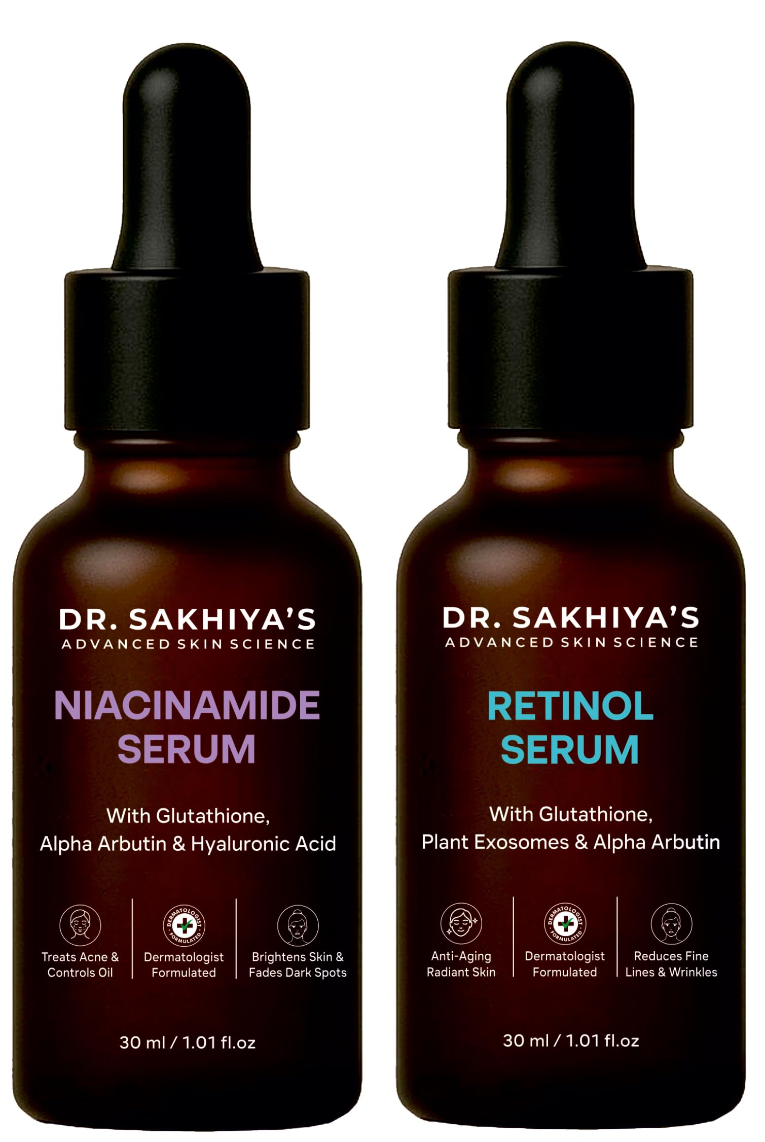 Combo Of Niacinamide + Retinol Face Serum With Zinc Pca Acne Mark All Skin Types (Pack Of 2) Moisturizer, For Pigmentation, Peeling Solution, Glycolic Bright Serum, Night Cream