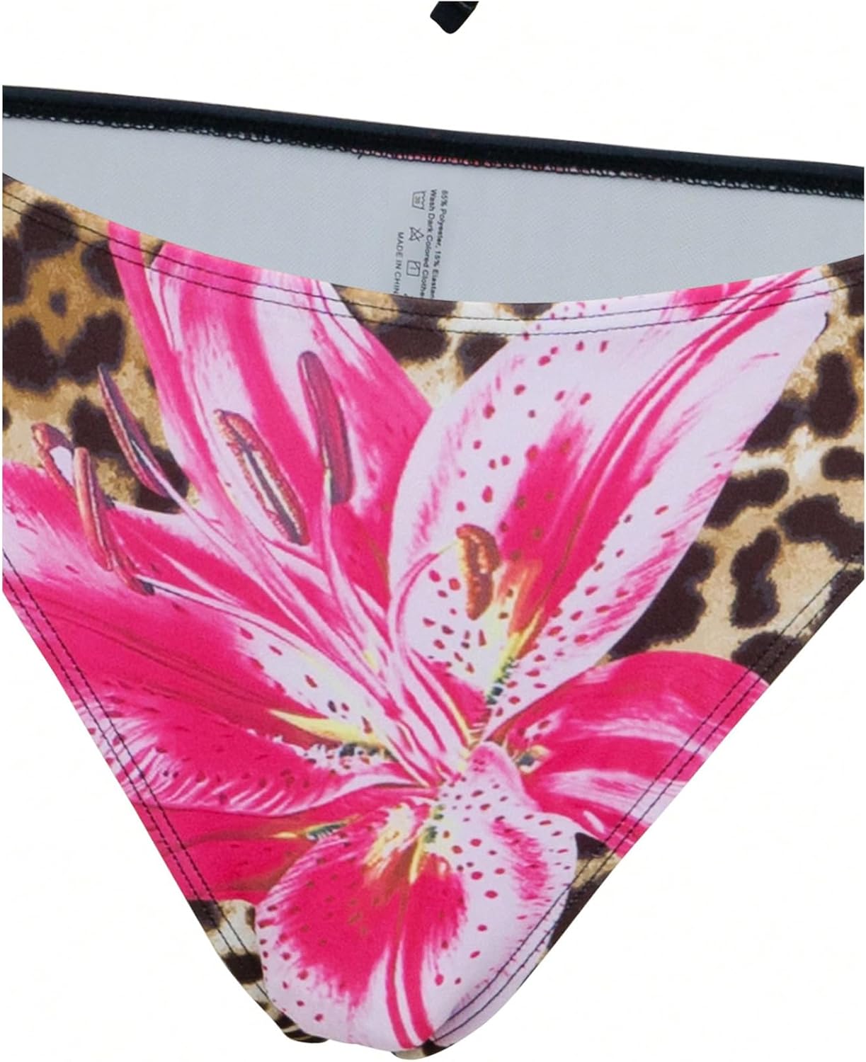 Verdusa 3 Piece Swimsuits for Women Floral Halter String Bikini Top Panty with Sheer Cover Up Skirt - Image 4