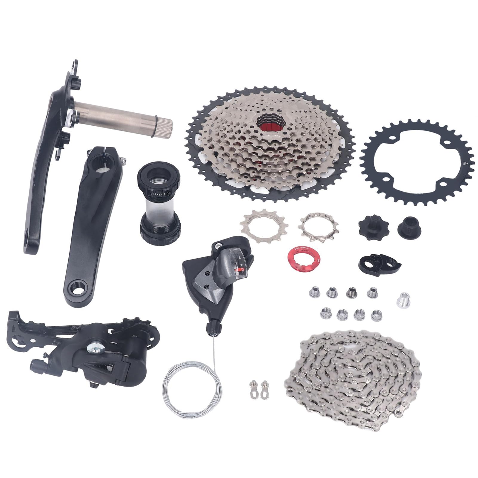 Kit cambio velocità bici 10 velocità 50T volano pignone deragliatore posteriore per mountain bike bici da strada cambio fluido manovella in lega di alluminio set ingranaggi corona (Corona 36T)