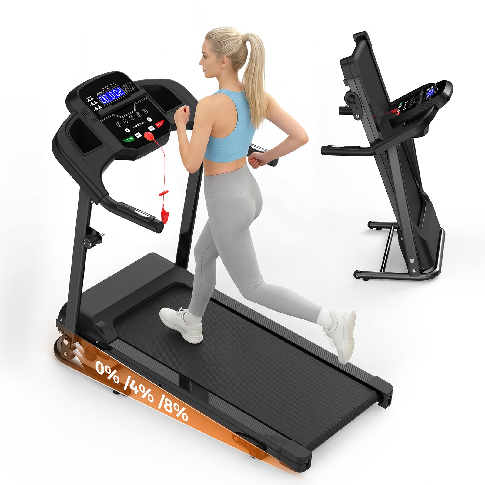 Photo 1 of ***TRUCK/TRAILER PICKUP ONLY***
Lastforever Folding Treadmill for Home Use, 2.5HP Quiet Motor, 0.5–7.5 MPH with 8% Manual Incline, Compact Electric Treadmill with LED Display, 300 LBS Capacity, Cup Holder & Safety Key