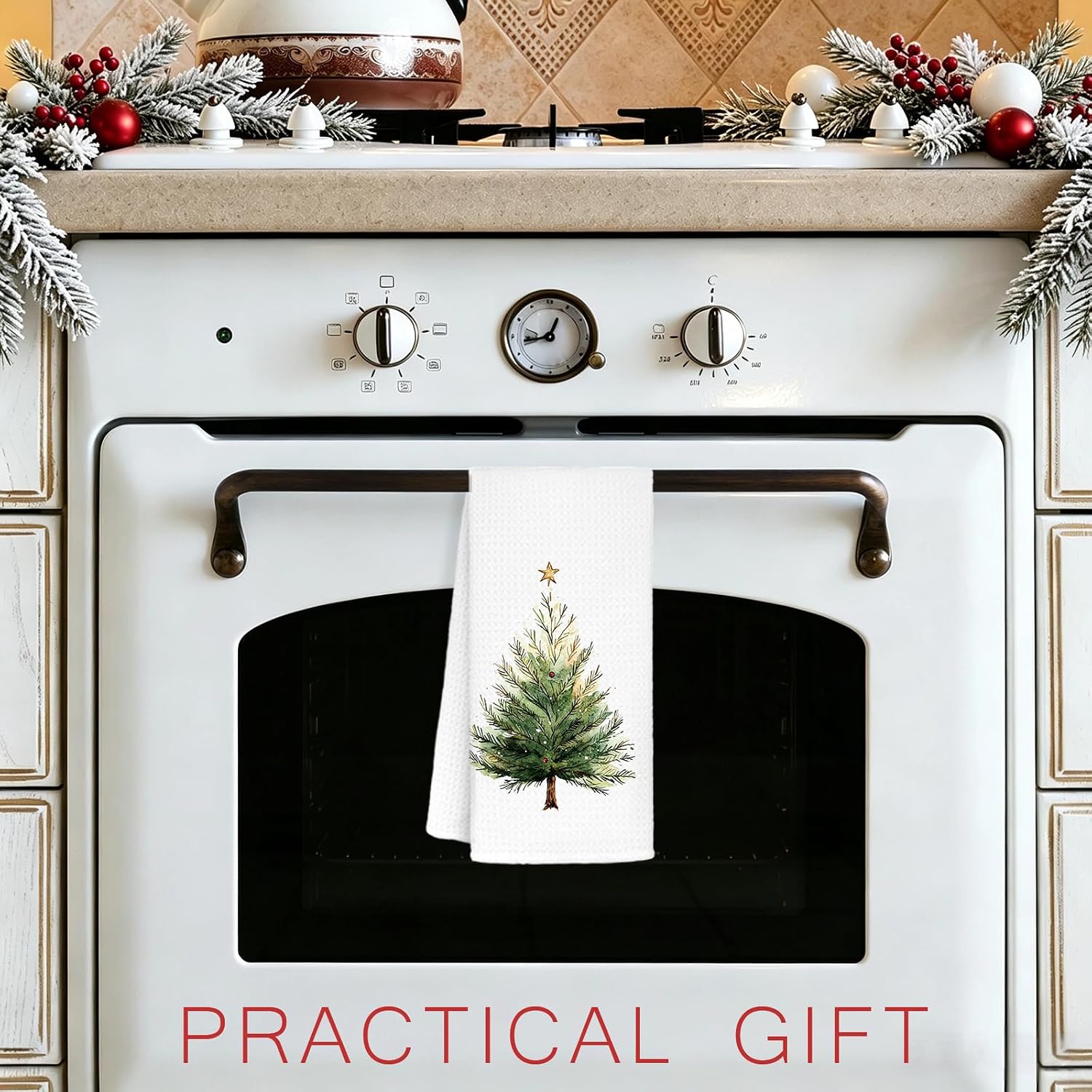 Cedar Forest Christmas Tree Dish Towel for Kitchen Bathroom, Winter Gift image 4