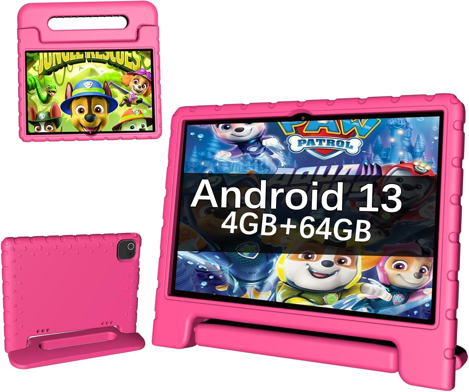 Kids Tablet 10 inch Android 13, 4GB RAM+64GB ROM 8000mAh Toddler Tablet for Children Teen, 2.4G & 5G WiFi, Dual Camera, 10.1'' IPS HD Screen Family Link Parent Control, 2-Year Warranty