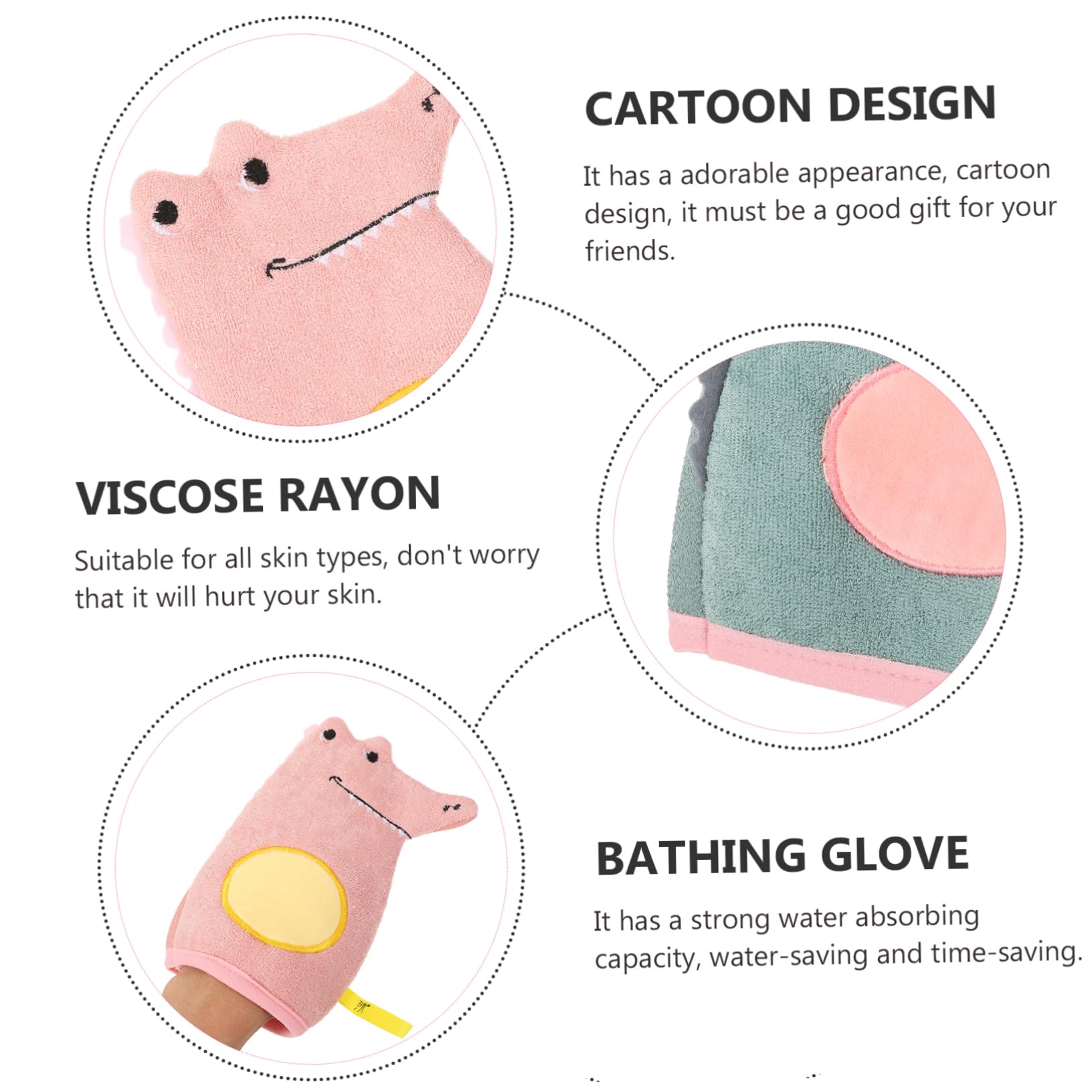 FOMIYES 3 Set di Guanti da Esfolianti Riutilizzabili Morbidi E Confortevoli con Design a Cartoni Animati per Ragazzi E Ragazze Antiscivolo 2 Pezzi*3
