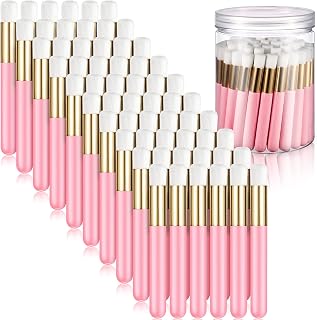 60 Pieces Lash Shampoo Brushes with Container, Eyelash Extension Cleansing Brush Nose Pore Cleaning Brush Peel off Blackhead Removing Tool Cosmetic Lash Cleanser Facial Cleansing Brushes (Pink)