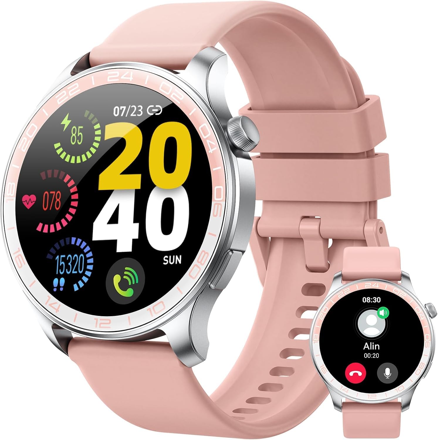Smartwatch Uomo Donna, 1.43" HD AMOLED Orologio Smartwatch con Chiamate e Whatsapp, Orologio Digitale con 100+Sport, SpO2/Sonno/Cardiofrequenzimetro, Smart Watch per Android iOS, IP68 Impermeabile