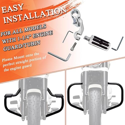 Miniatura 5 de FOVPLUE Estriberas de carretera de 1.25 pulgadas, clavijas ajustables en ángulo largo con soportes para Harley Touring Street Glide Electra Glide