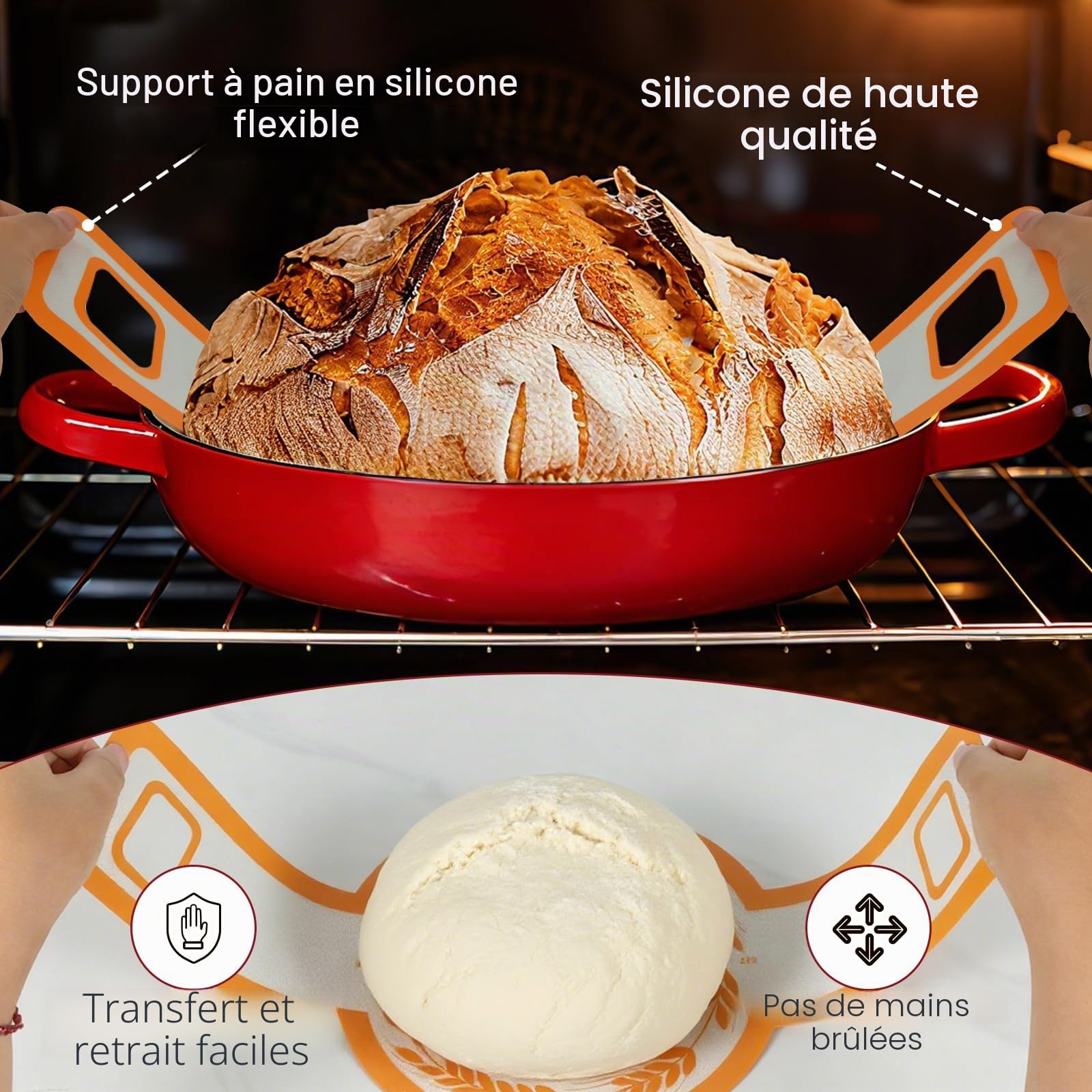 Ensemble de Bannetons pour Pain au Levain, Banetton à pain de Rond (24 cm) et Ovale (28 cm) avec Housses en Toile, Tapis de Cuisson Silicone, Panier a pain pour Débutants et Boulanger