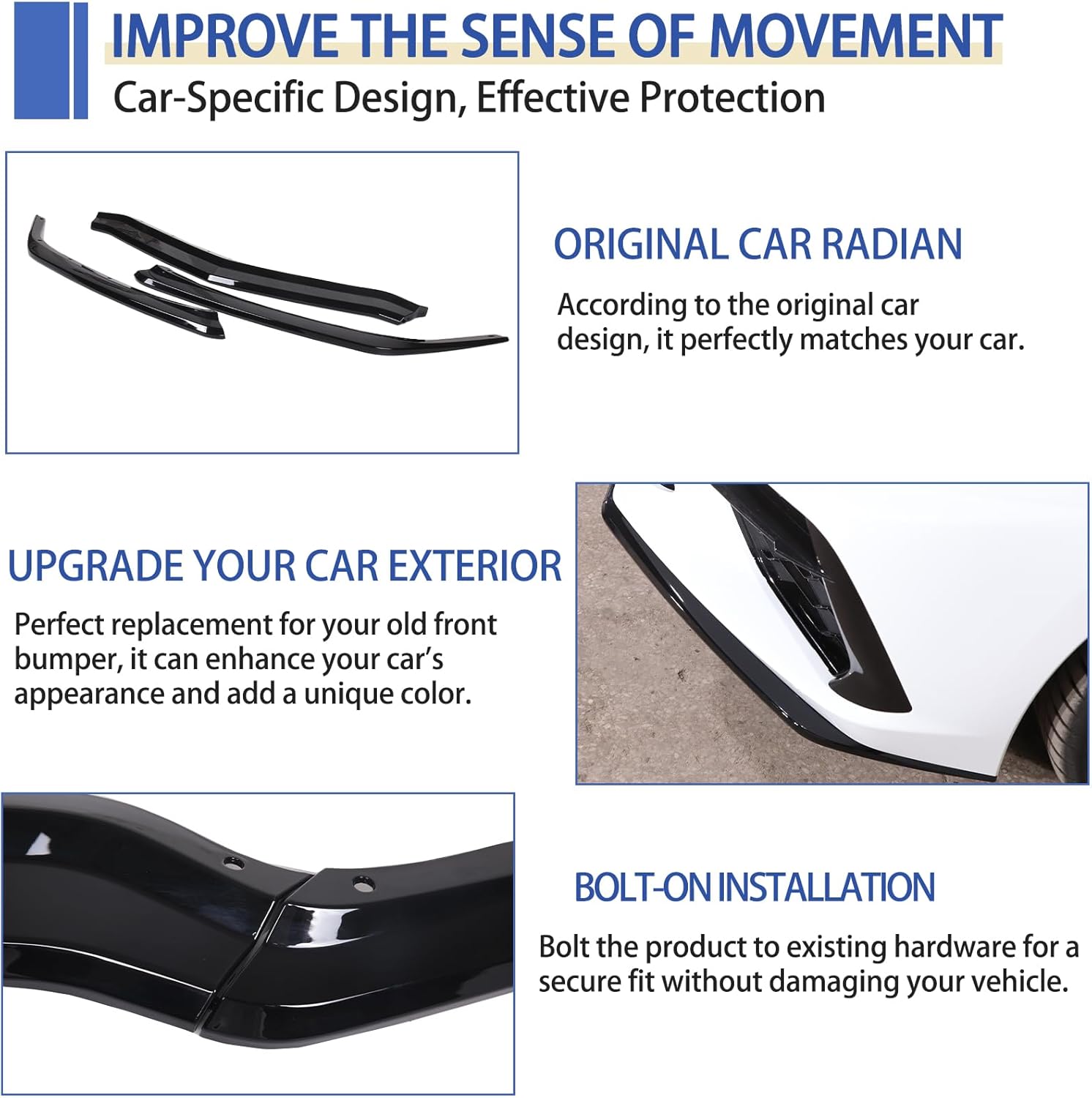 Daeiclru Front Bumper Lip Splitter Compatible with Chevrolet Corvette C8 Z51 2020-2023, ABS Front Bumper Lip Chin Spoiler Splitter, Front Bumper Lip Splitter Replacement Kit Accessories (Glossy Black)