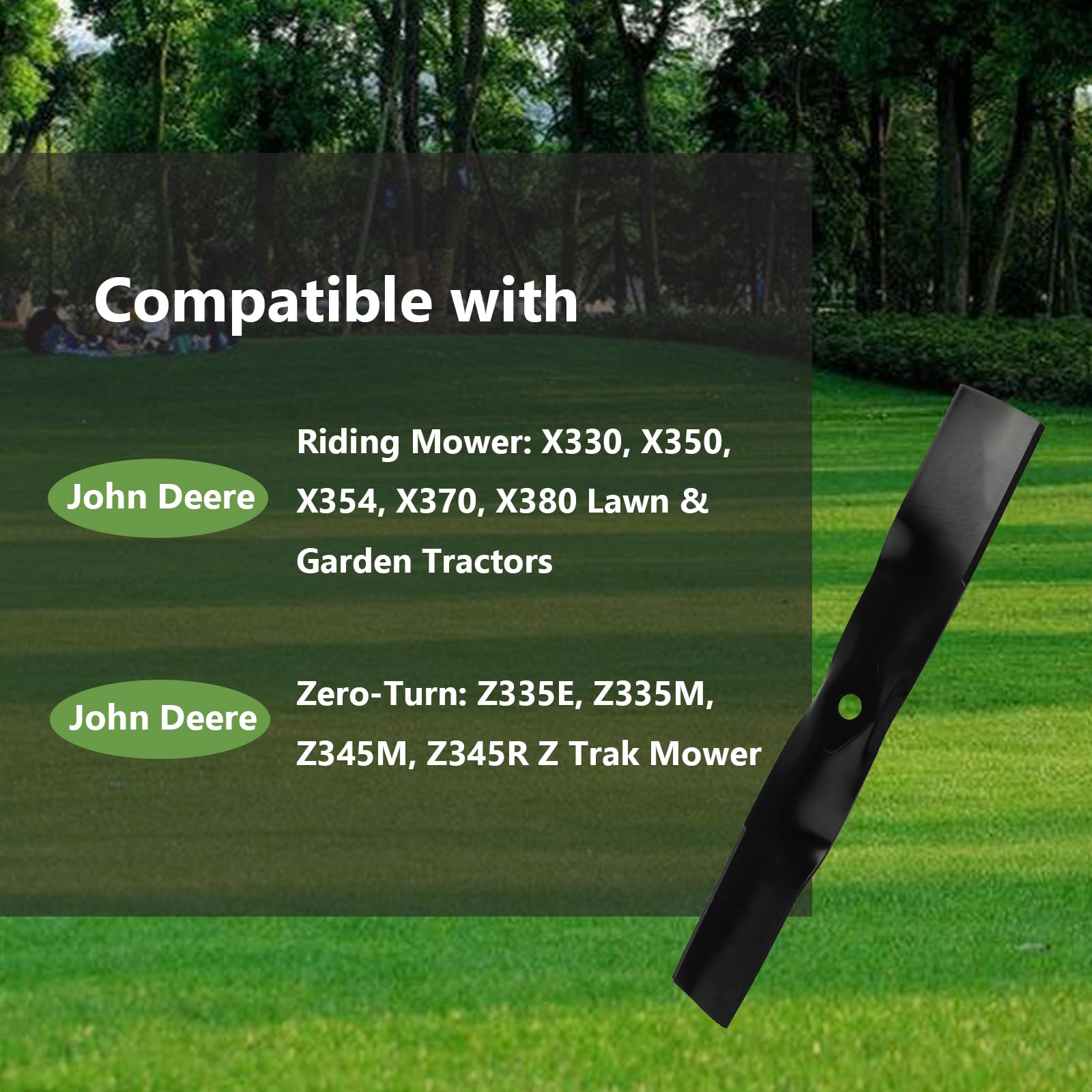 Lame per tosaerba UC22008, ricambio John Deere M170642, compatibili con tosaerba X330, X350, X354, X370, Z335E, Z335M, Z345R, per tosaerba da 106,7 cm, 2 pezzi