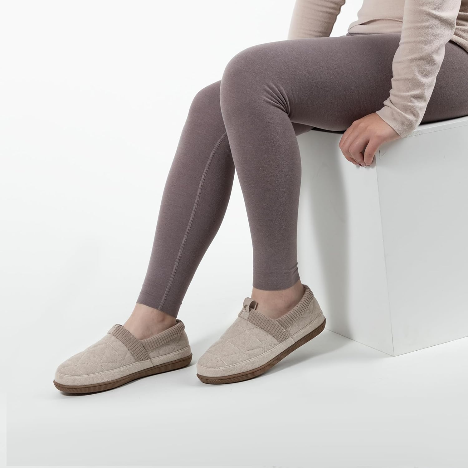 RockDove Women's Knit Cuff Closed Back House Slippers with Soft Warm Lining & Memory Foam Indoor Outdoor Non-Slip Sole - Image 2