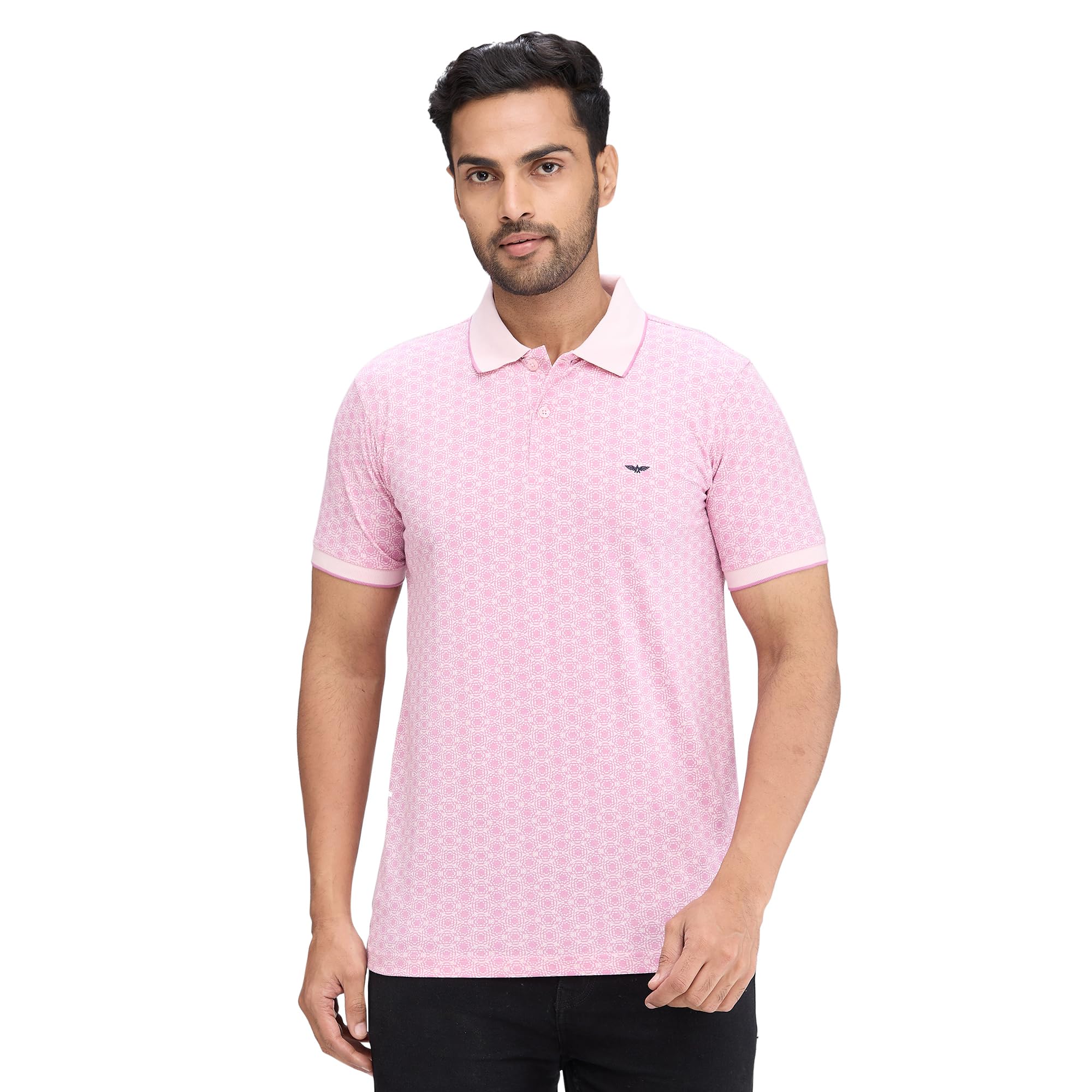 park avenue Men's Slim Fit Print Pattern Cotton Polyester Blend Polo Neck Half Sleeve Casual T-Shirt-picture-21
