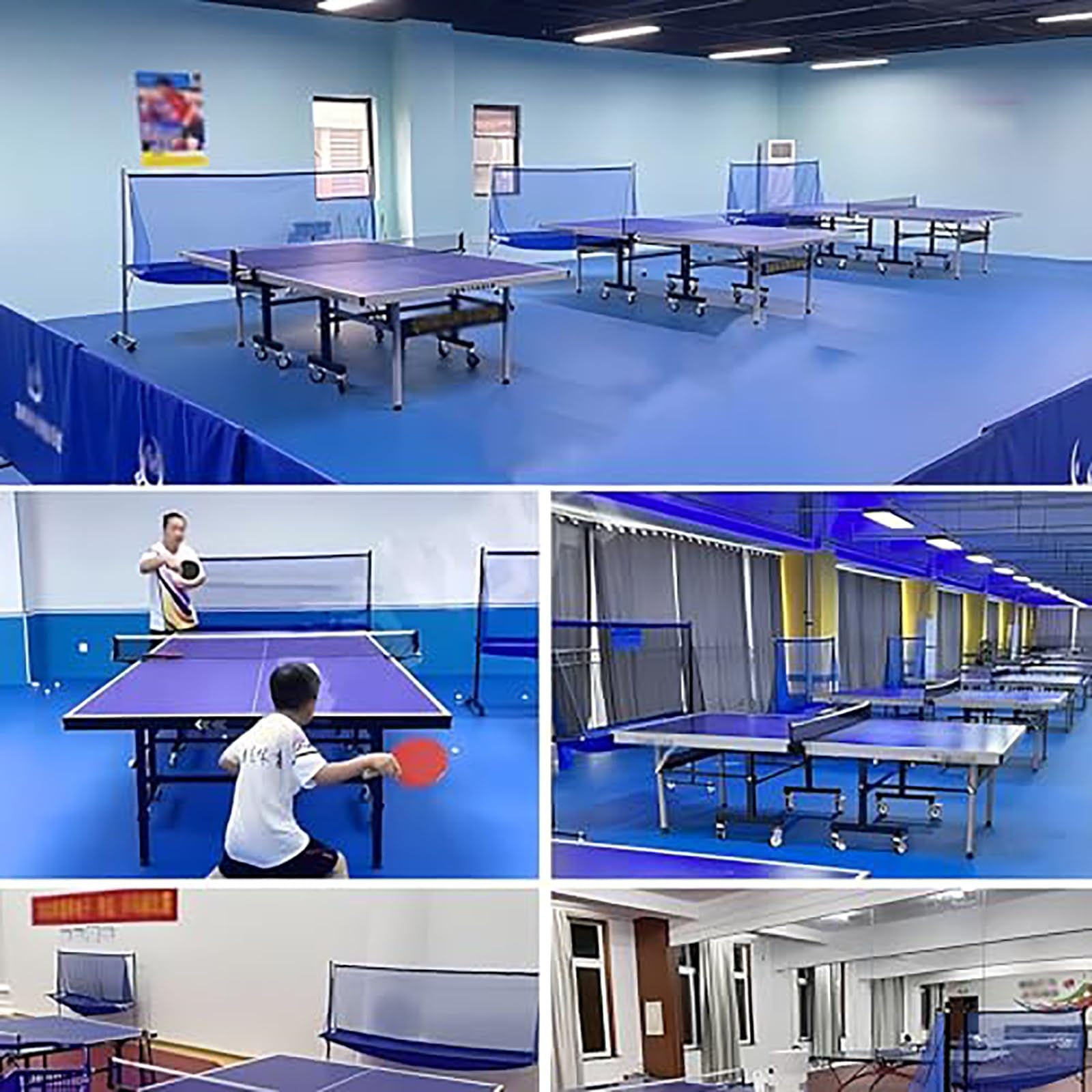 Tischtennisnetz, for 72 Bis 82 Zoll Große Tische (210 X 50 X 142 Cm), Verdickter Metallrahmen + Elastisches Netz + Oxford-Gewebe, Mit Universalrad, Einfaches Sammeln Des Balls(Silver)