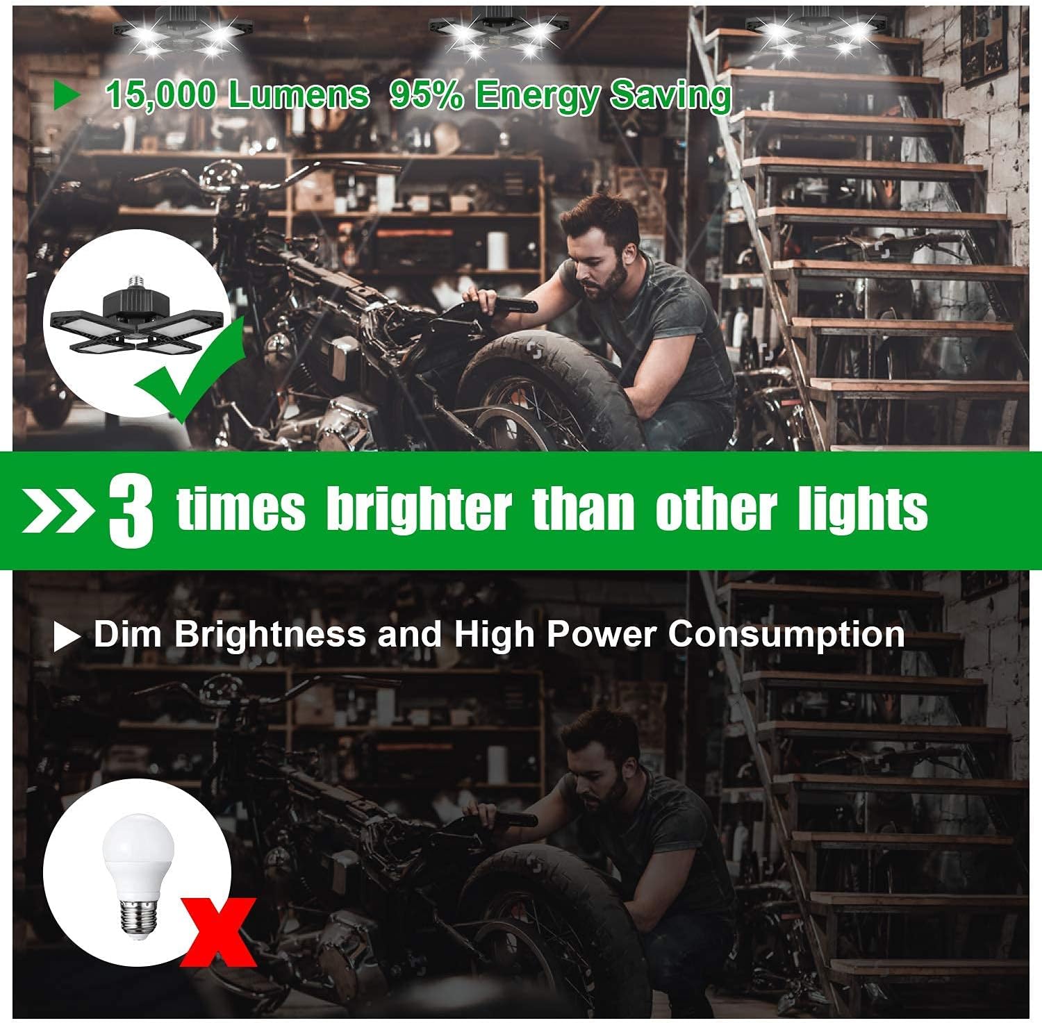 Super Sale 🛒 2 Pack LED Garage Light,AXUAN 150W Deformable Ceiling Garage Lighting with 4 Adjustable Panels,15000LM 6000K E26/E27 Lights for Garage,Shop,Basement,Workshop Exclusive Discount 90% Price 2 Pack LED Garage Light,AXUAN 150W Deformable Ceiling Garage Lighting with 4 Adjustable Panels,15000LM 6000K E26/E27 Lights for Garage,Shop,Basement,Workshop