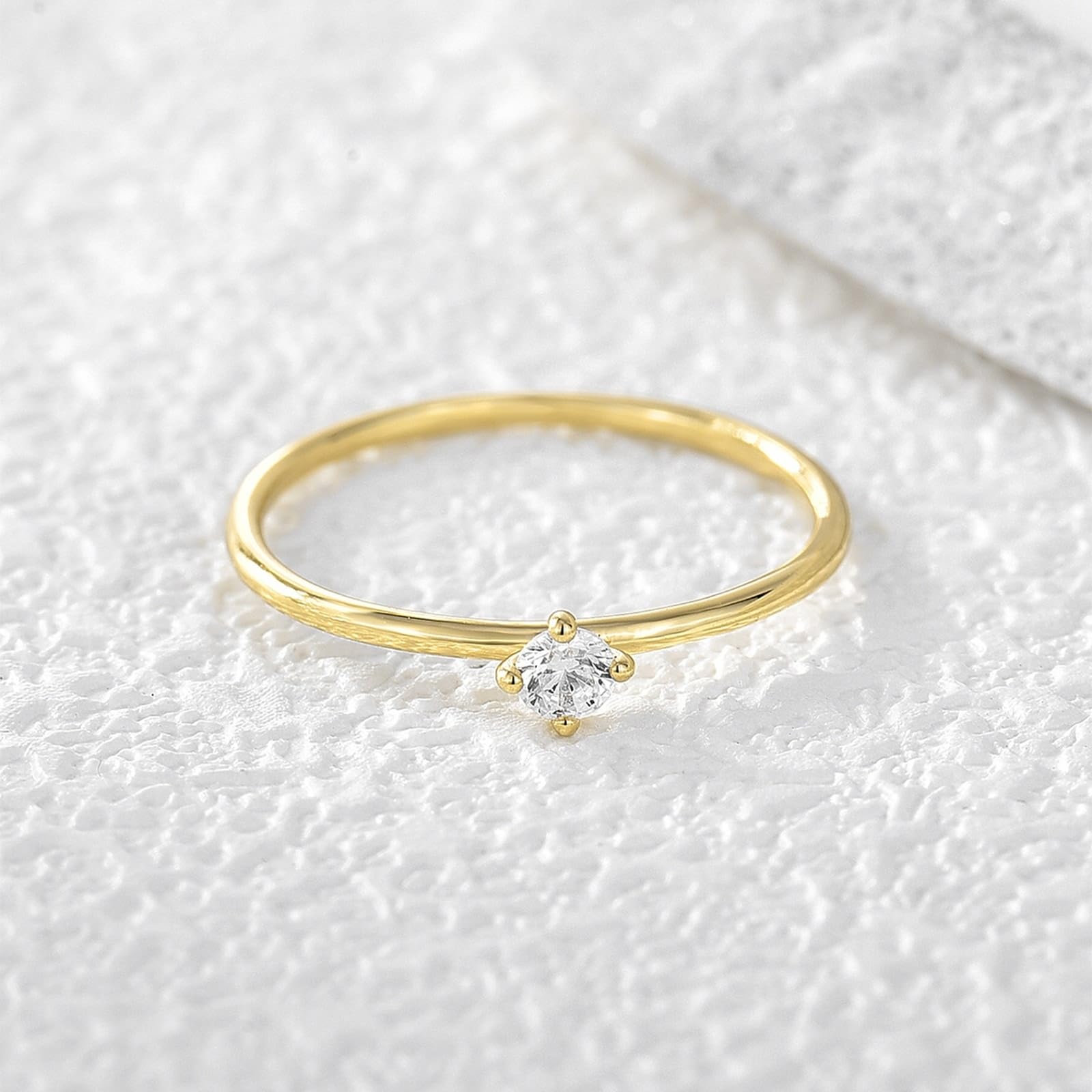 9-karatowe żółte złoto pierścionek damski Moissanit, Eternity Ring Solitaire 4 pazury