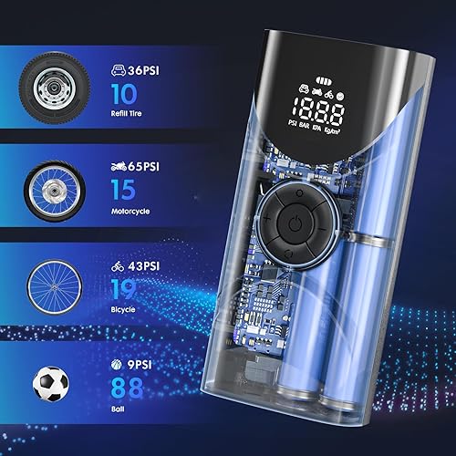 Miniatura 5 de Compresor de aire portátil de inflador de neumáticos batería de 9000 mAh compresor de aire portátil de 150 PSI para neumáticos de automóvil