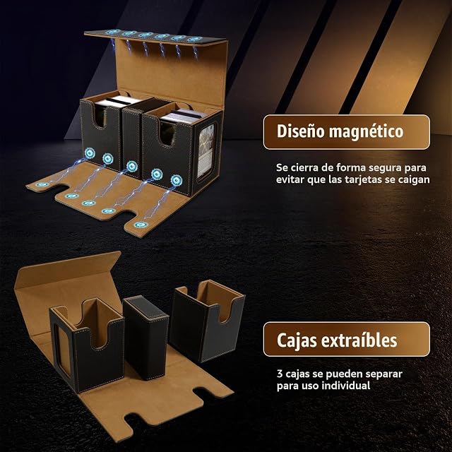 Foto 5 de 7 de TiMOVO Caja Deck Commander MTG para Cartas YuGiOh TCG CCG, Oro Negro
