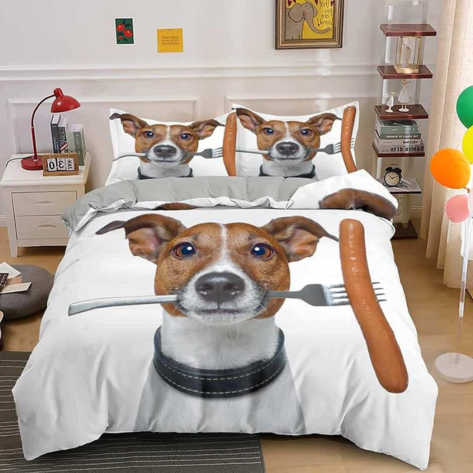Housse de Couette Jack Russel 220x240 cm, Cadeau Idéal pour Enfants, Garçons et Filles