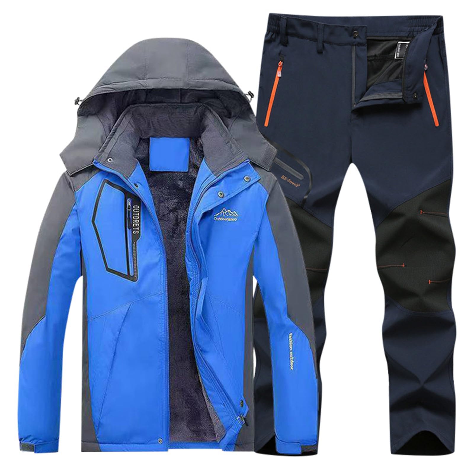 Generisch Ropa deportiva al aire libre, esquí, montañismo, ropa de esquí para hombre y mujer, ropa de esquí para invierno, chaqueta con capucha, pantalones, adecuada para camisa, pantalones cortos,