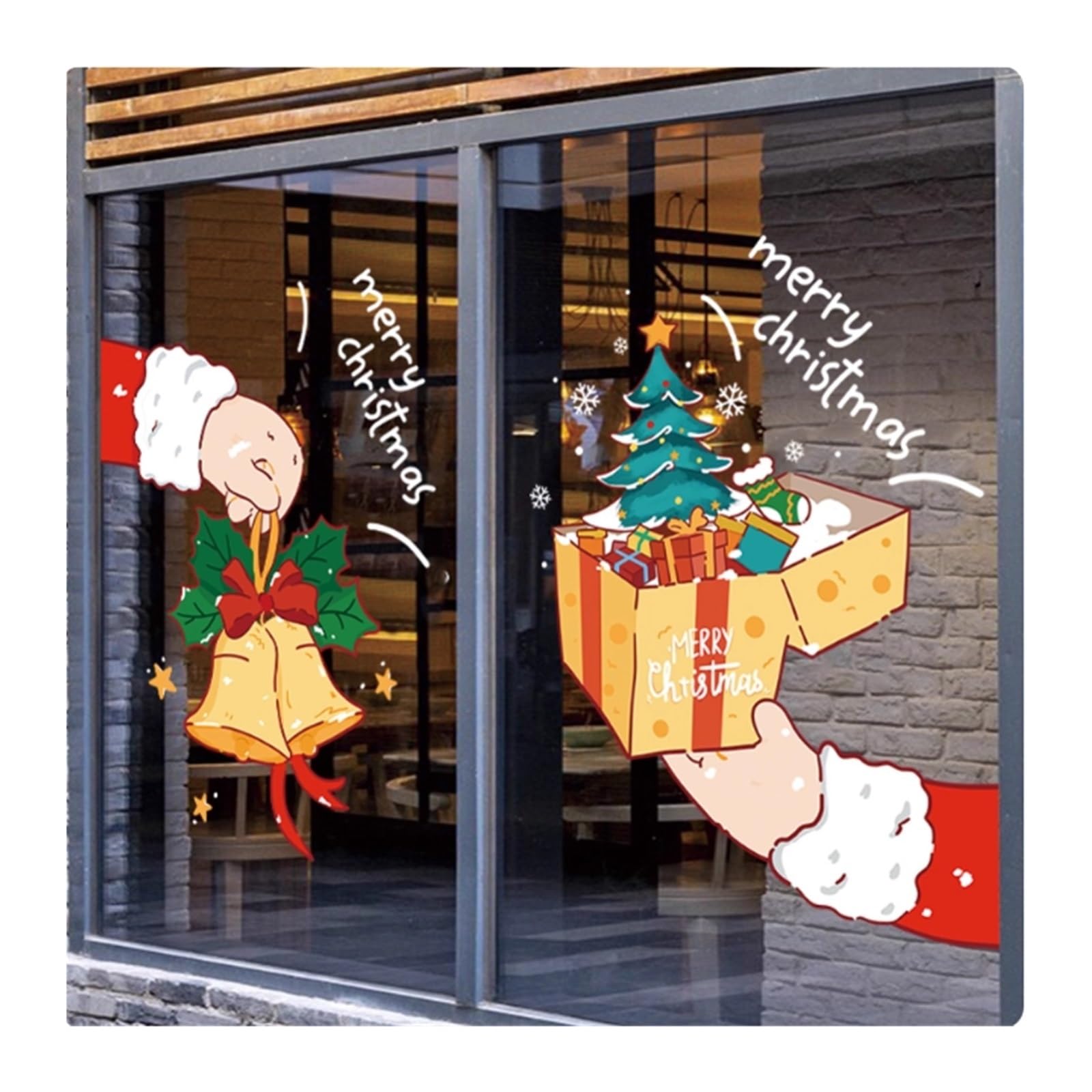 weihnachtsdeko fenster Weihnachts-Fensteraufkleber, 2 Bögen, Fensteraufkleber, doppelseitige Weihnachts-Glasdekoration for Weihnachten, Heim- und Bürodekoration selbstklebend(Groß)