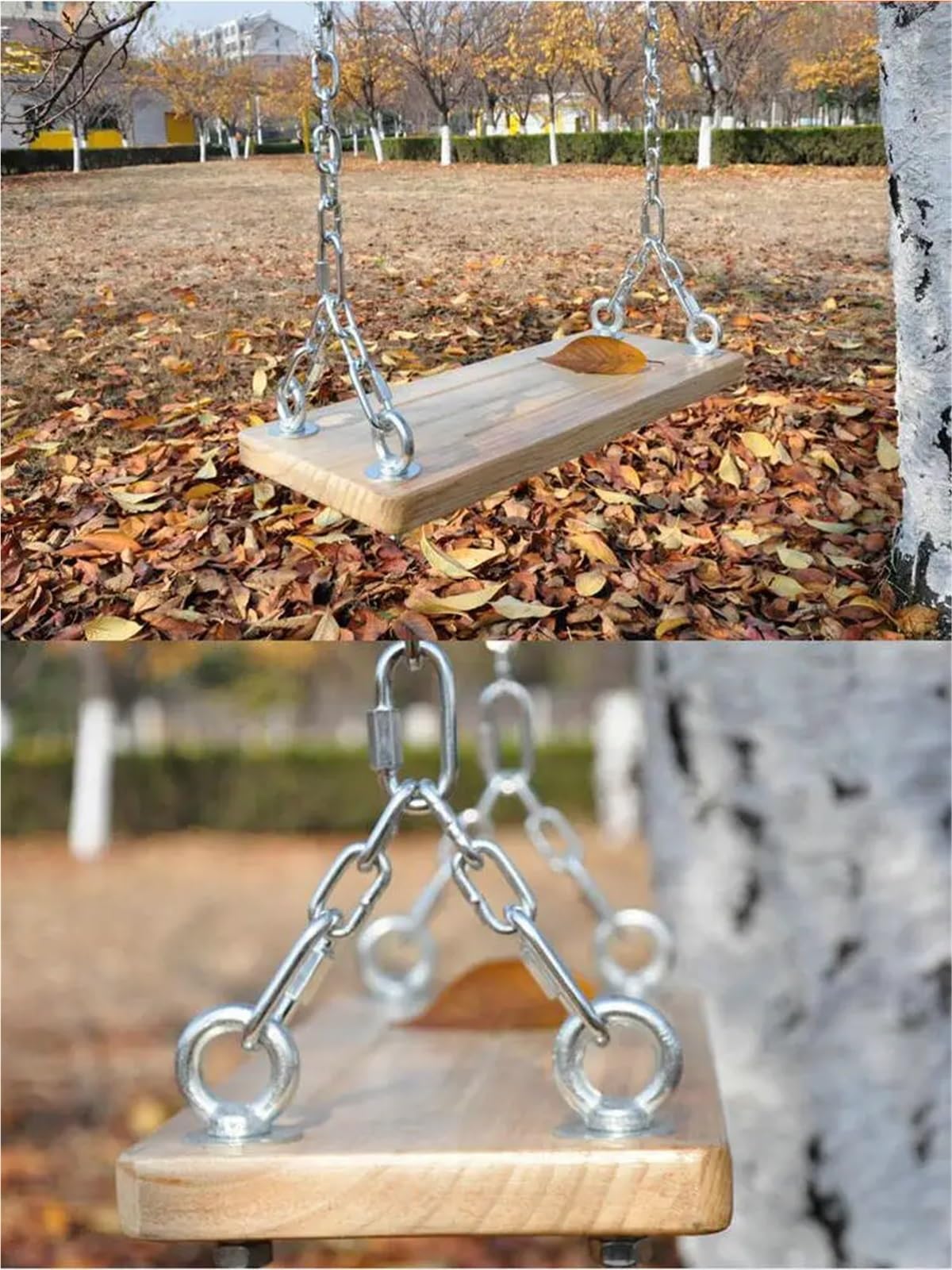 Altalena da esterno resistente per adulti, altalena da giardino in legno con catena in acciaio zincato (60 x 20 cm), perfetta per cortili e relax