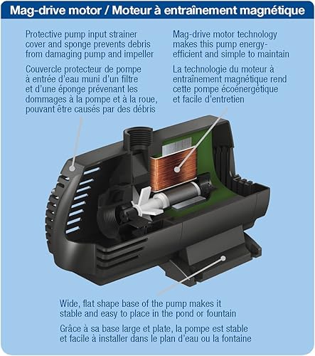 Miniatura 10 de Aquascape 91010 Ultra Pump 2000 para estanques pequeños, fuente, cascadas y filtros, 1,982 GPH, negro