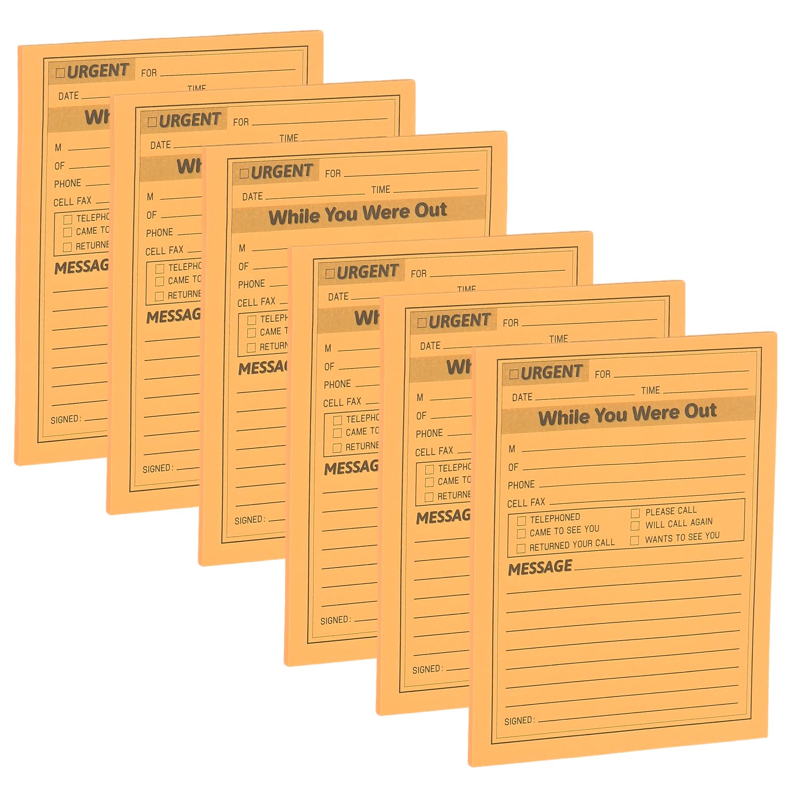 PATIKIL 6 Pack While You were Out Message Pad, 4.25 x 5.5 Sticky Notes Notepads 50 Sheets Per Pad Memo Phone Message Pads for Office, Orange